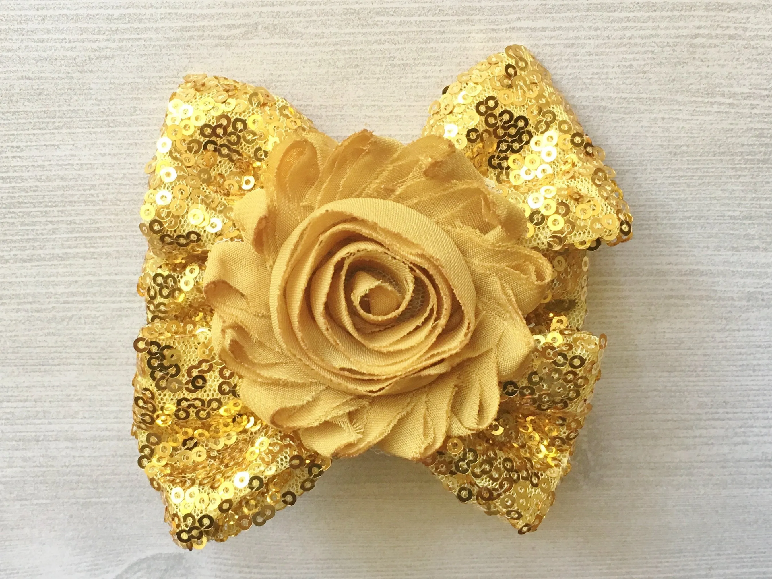 Gold Sequins Hair Bow