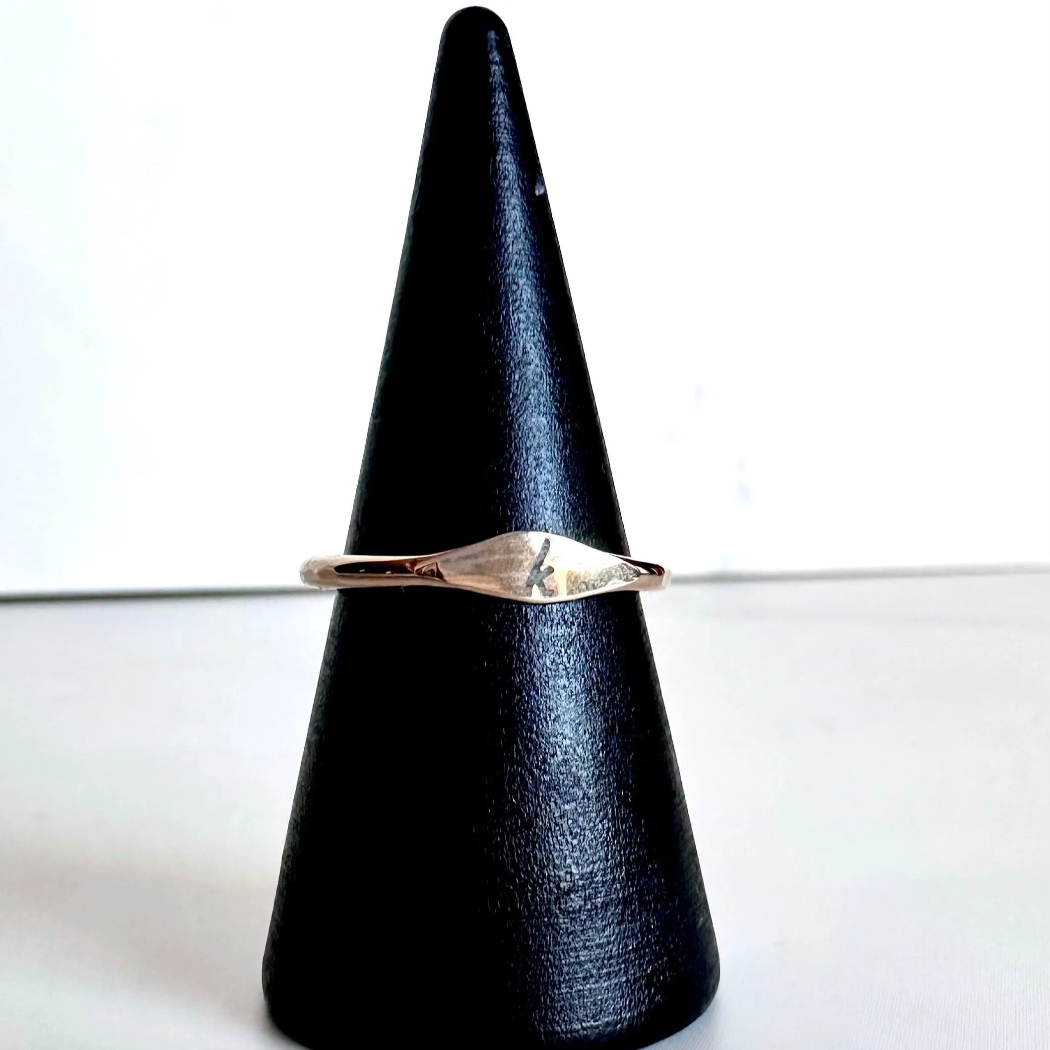 Gold Signet Initial Ring - 14kt Gold Filled Nickel Free (Hypoallergenic)