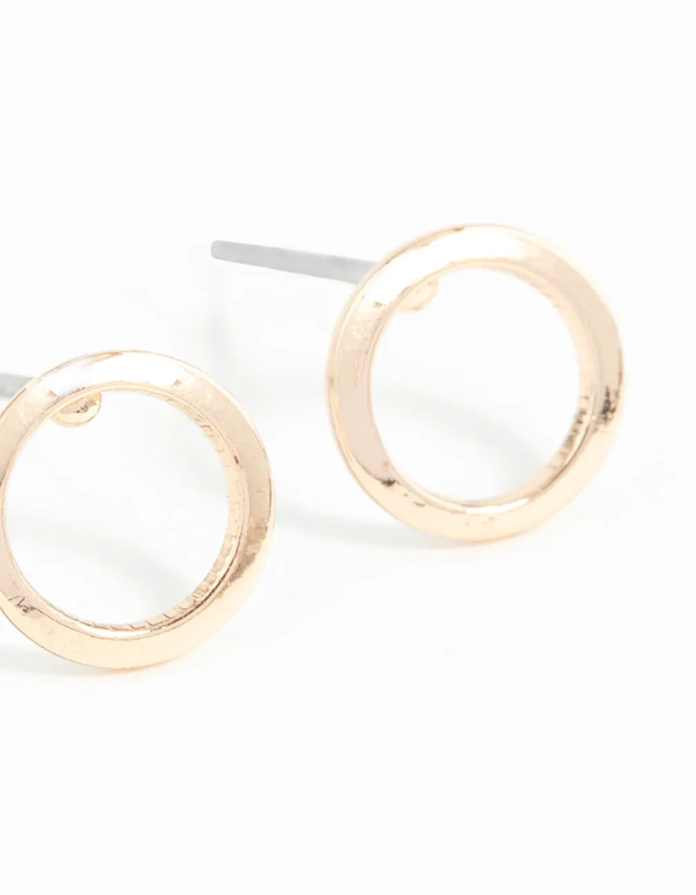 Gold Smooth Open Circle Stud Earrings