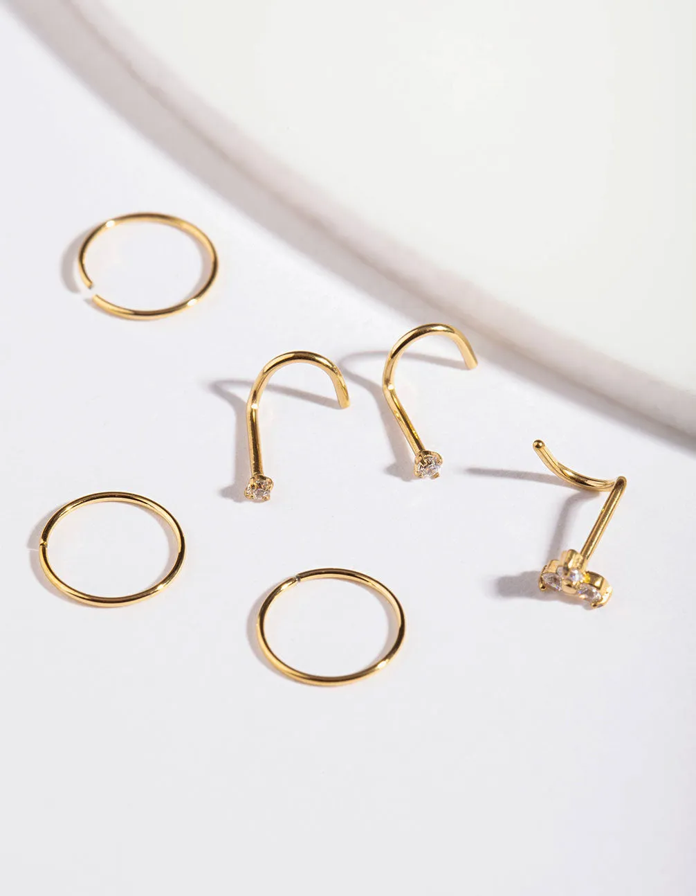 Gold Snake Diamante Nose 6-Pack