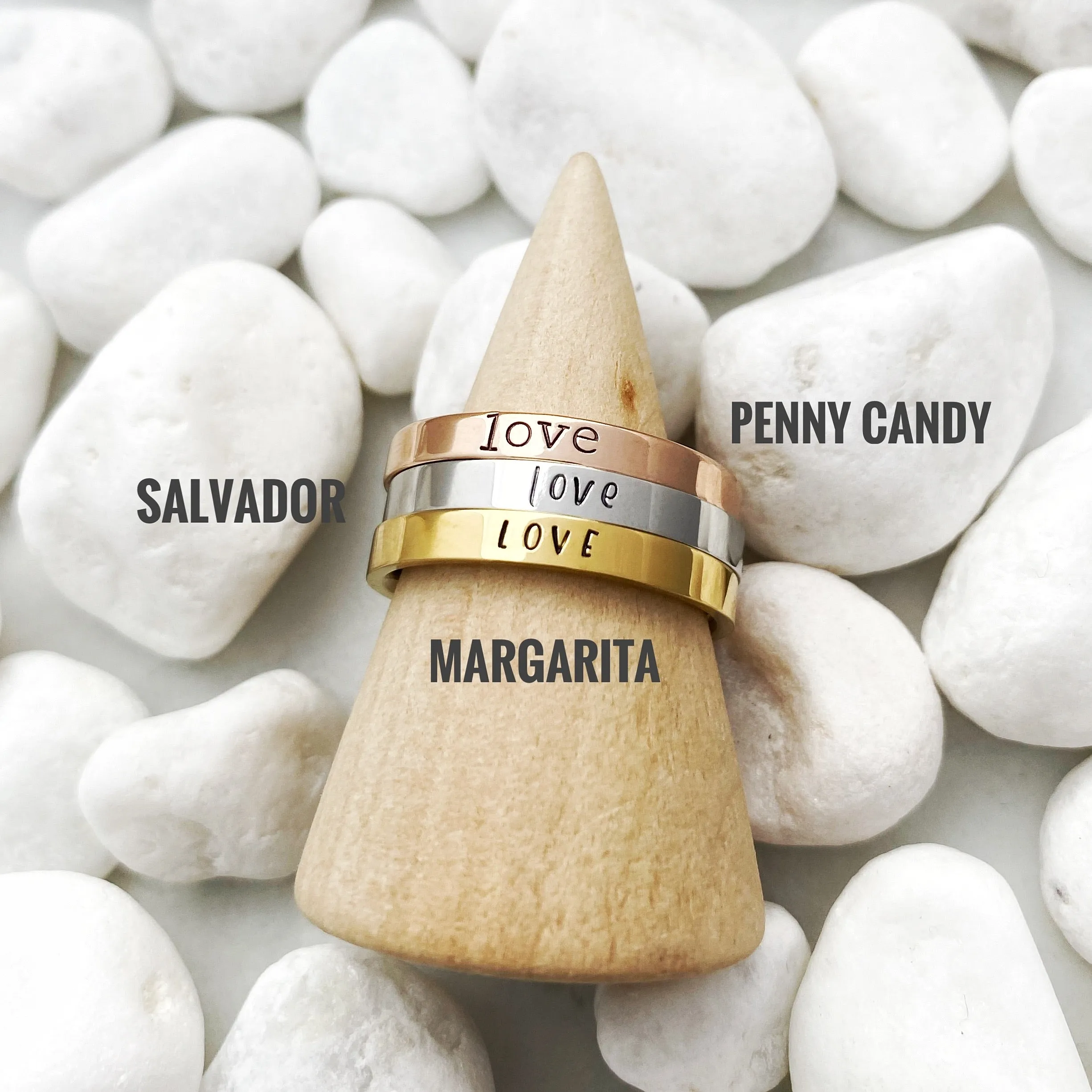 Gold Stacking Name Rings
