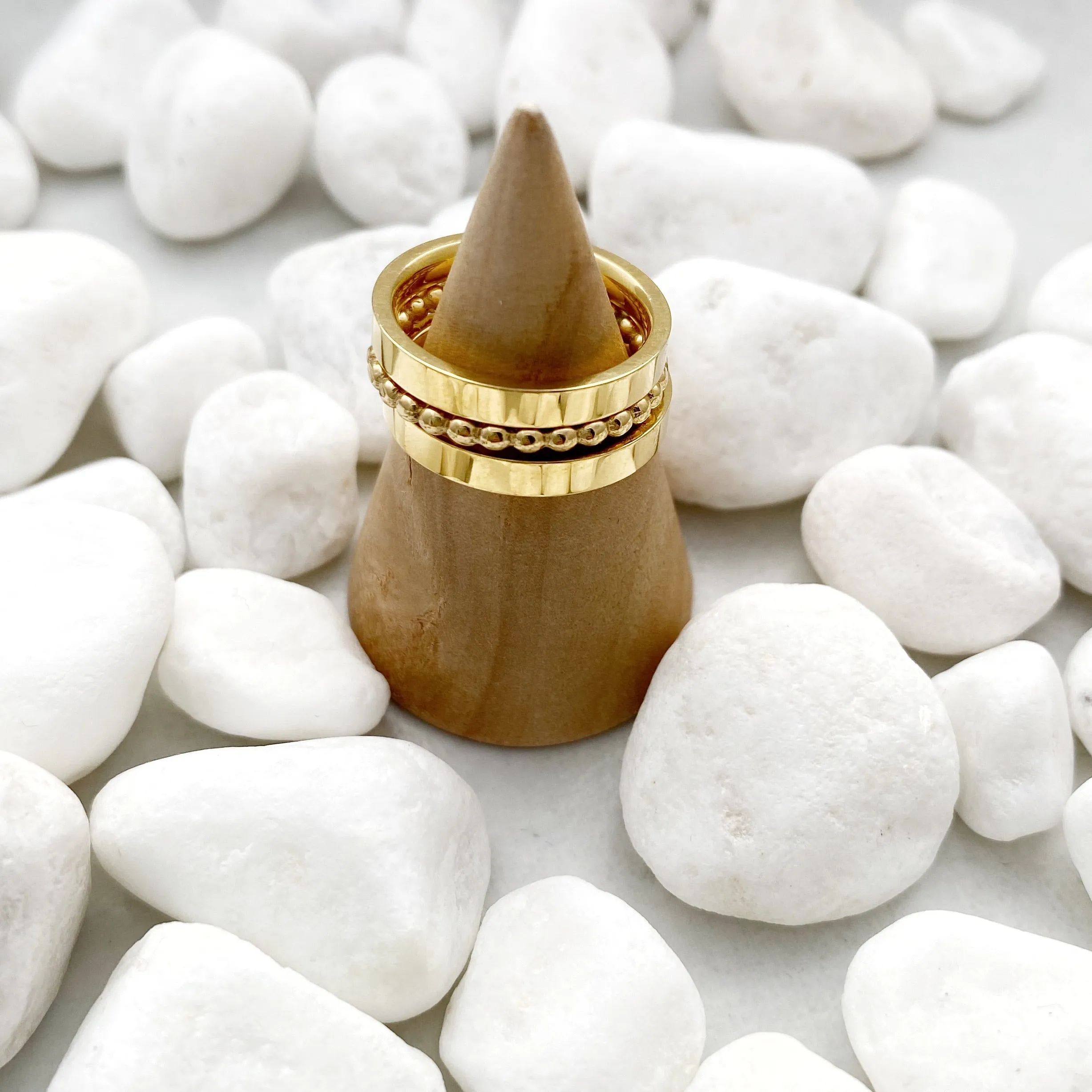 Gold Stacking Name Rings