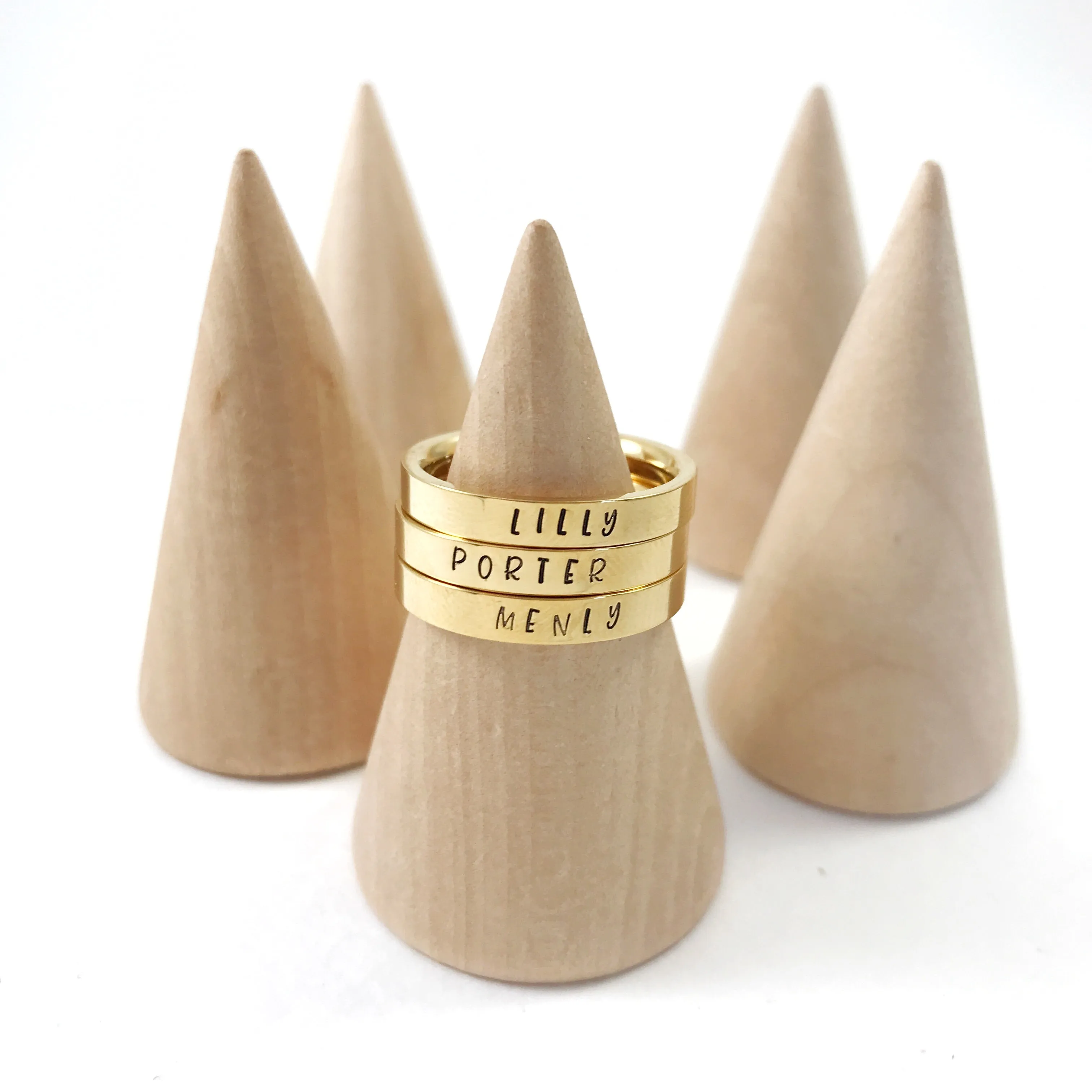 Gold Stacking Name Rings