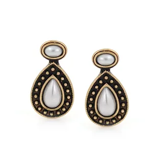 GOLD TEARDROP PEARL STUD EARRING #HNE89247GOXCR (MF1)
