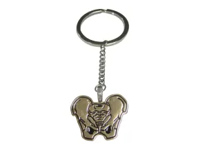 Gold Toned Anatomical Pelvis Pendant Keychain