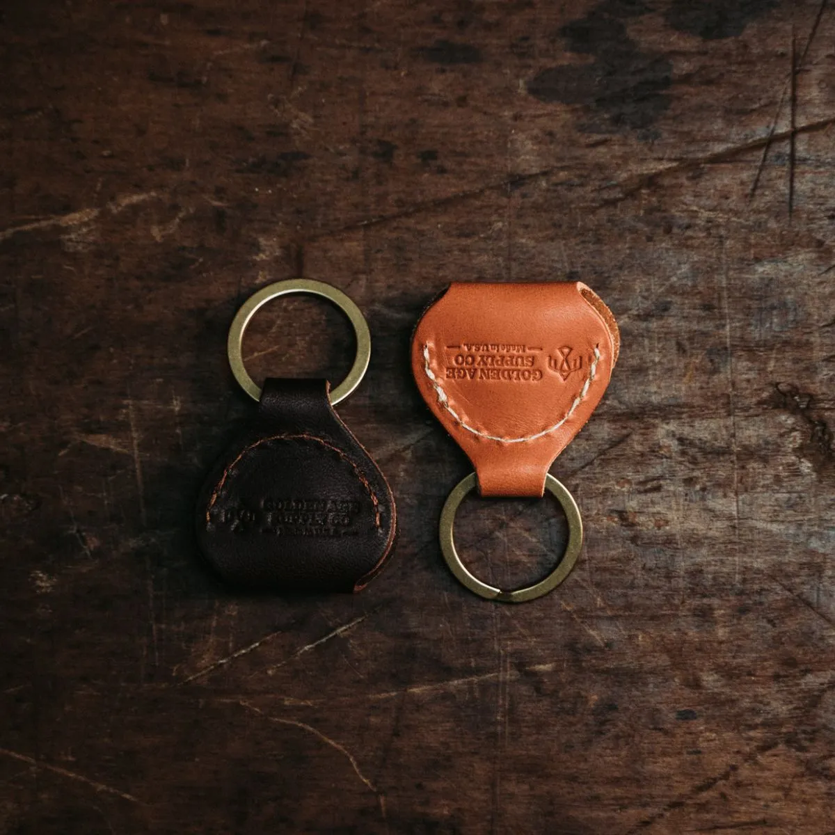 Golden Age Supply Genuine Leather Guitar Pick Keychain