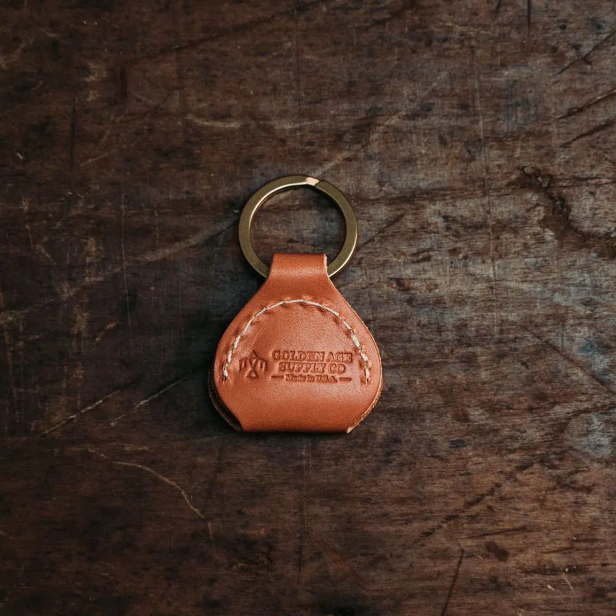 Golden Age Supply Genuine Leather Guitar Pick Keychain