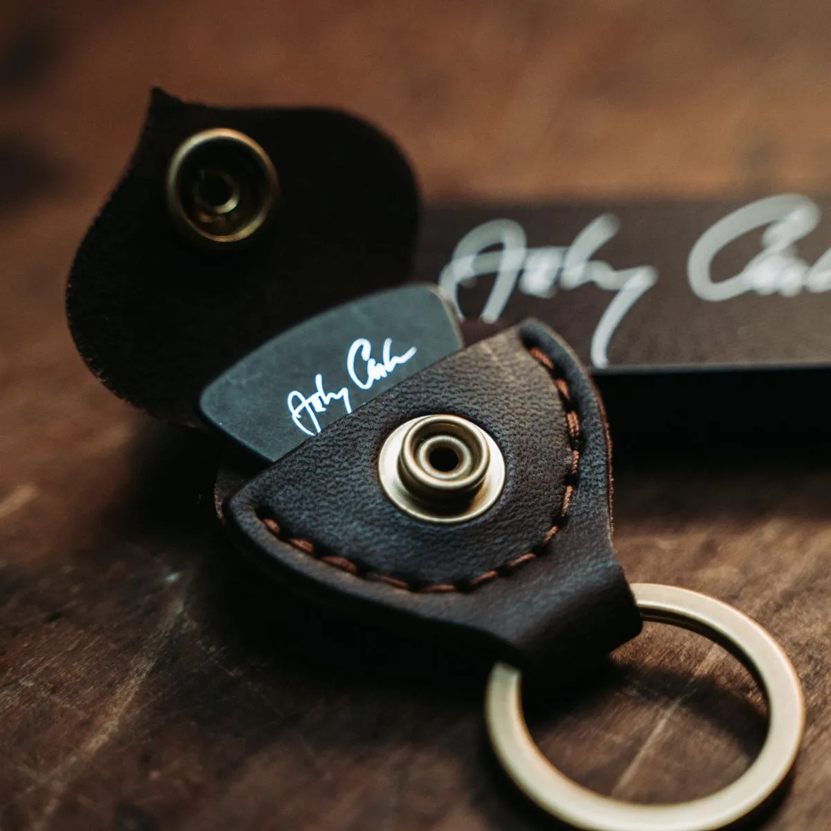 Golden Age Supply Genuine Leather Guitar Pick Keychain
