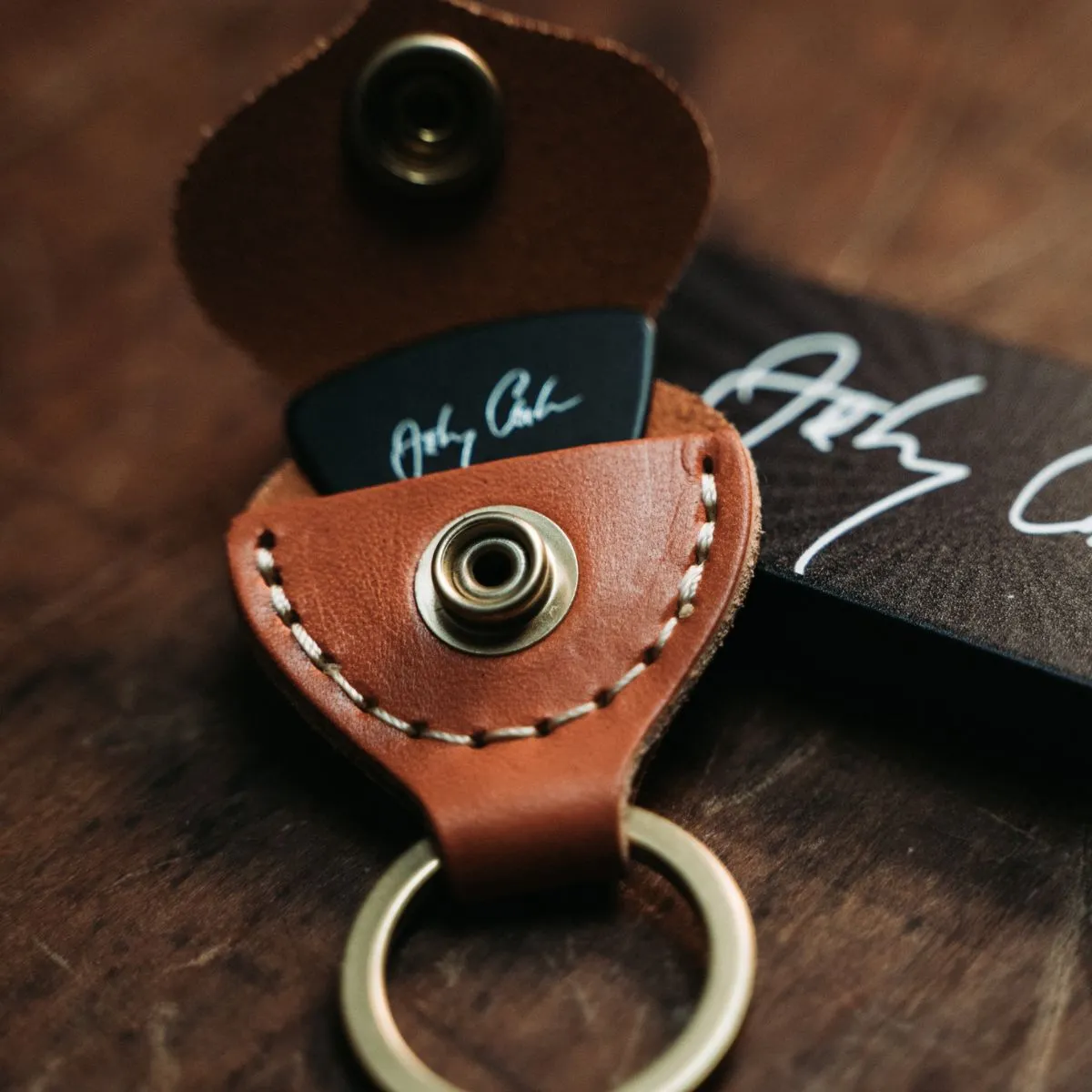 Golden Age Supply Genuine Leather Guitar Pick Keychain