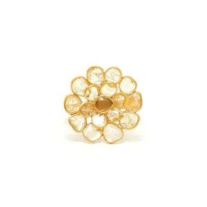 Golden Diamond Diaphanous Concave Petal Ring