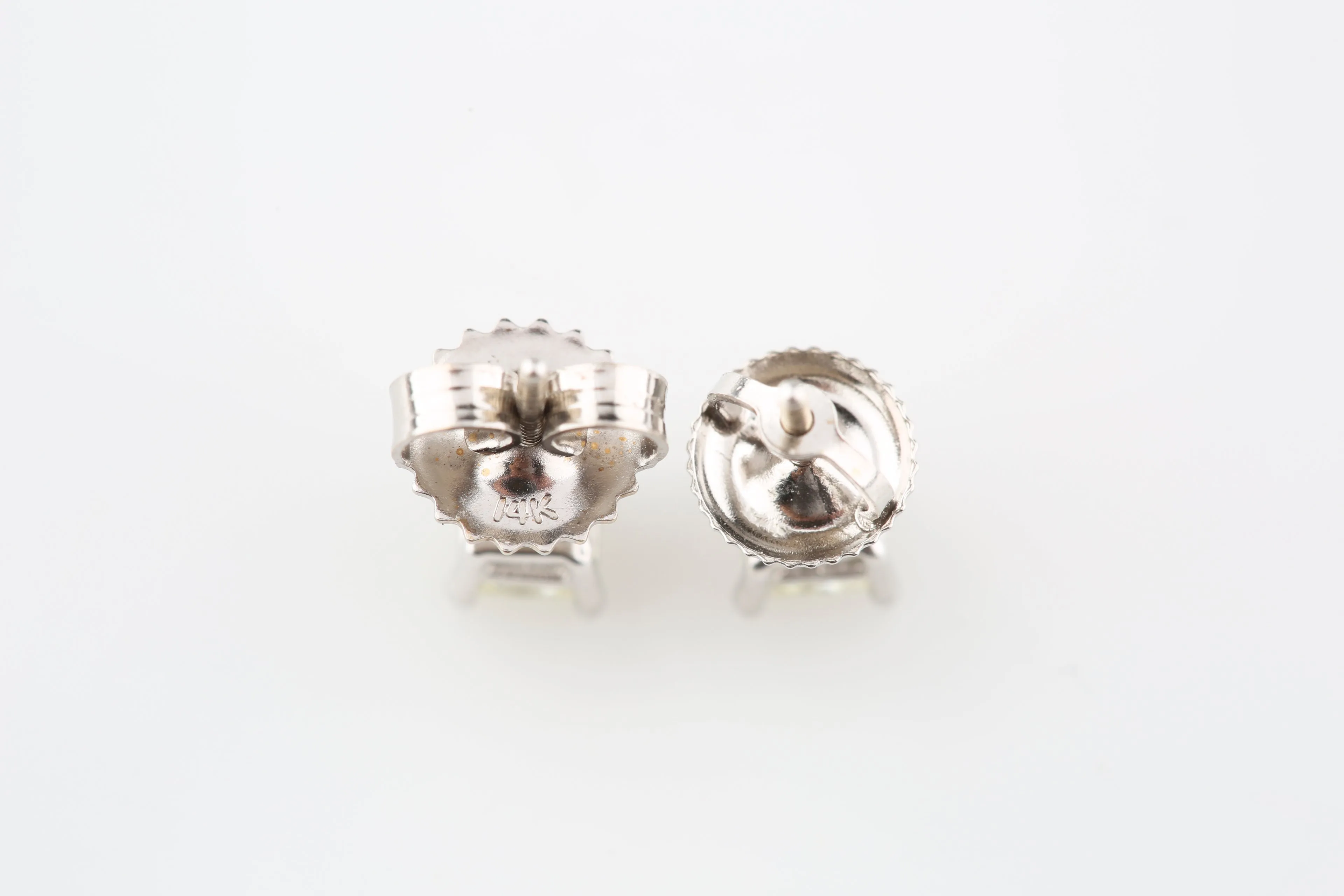 Gorgeous 0.69 TCW Princess Cut Stud Earrings in 14k White Gold with Screw Backs