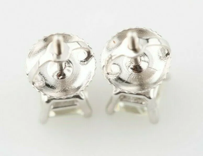 Gorgeous 0.99 Ctw Princess Cut Diamond Stud Earrings in 14k White Gold J-K/SI2