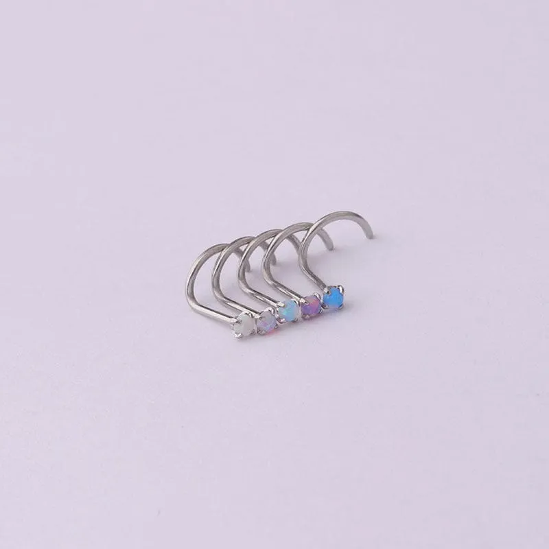 Gradient 2mm Opal Titanium Steel Nose Piercing Nose Stud