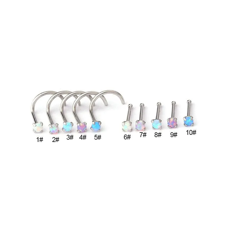 Gradient 2mm Opal Titanium Steel Nose Piercing Nose Stud