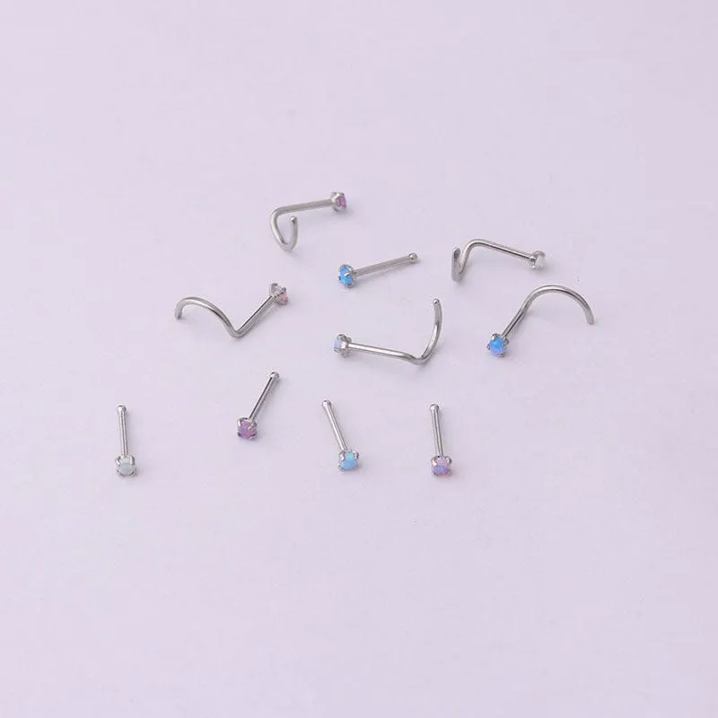 Gradient 2mm Opal Titanium Steel Nose Piercing Nose Stud