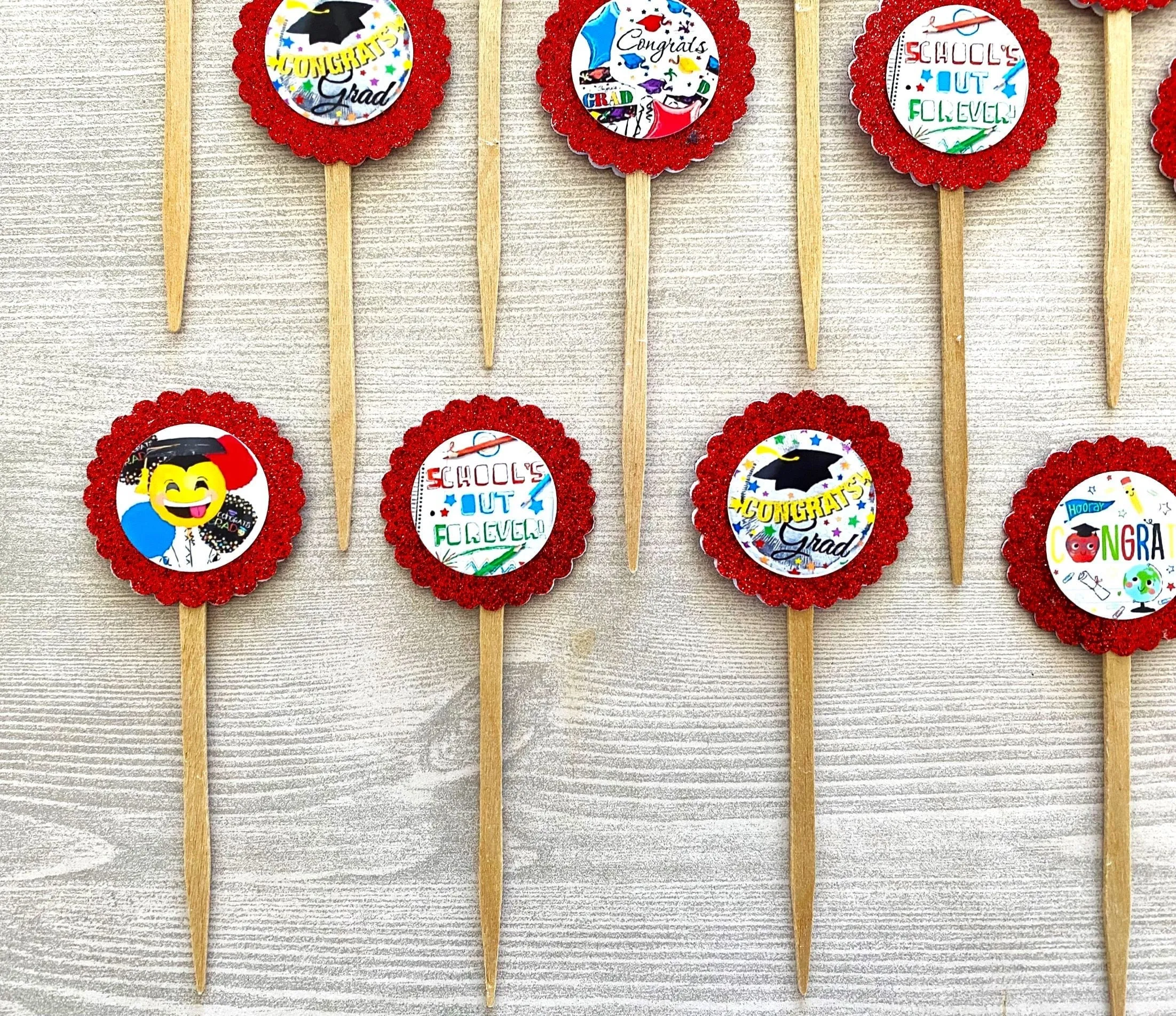 Graduation Cupcake Toppers, Class of 2024, Set of 12