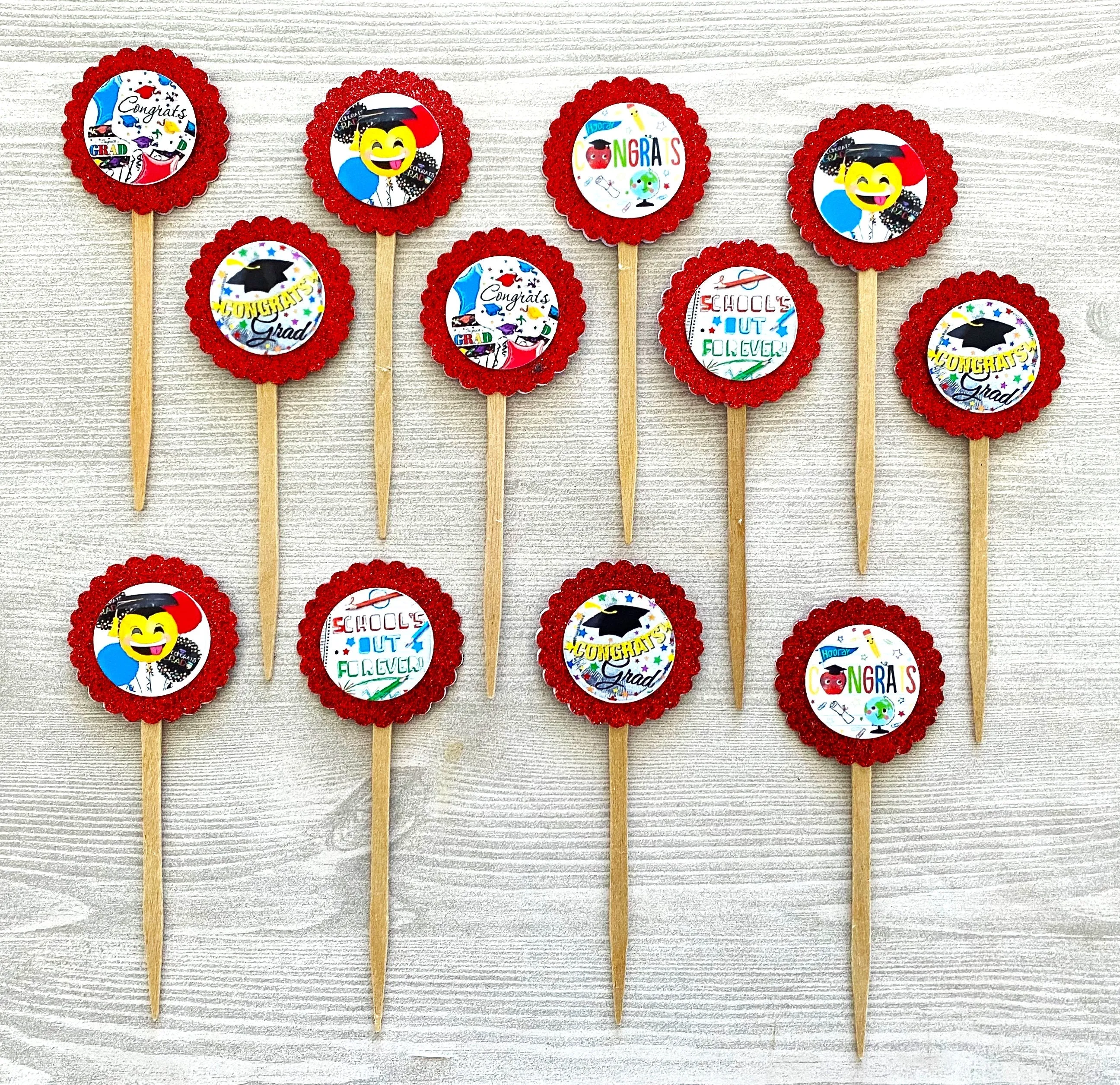 Graduation Cupcake Toppers, Class of 2024, Set of 12