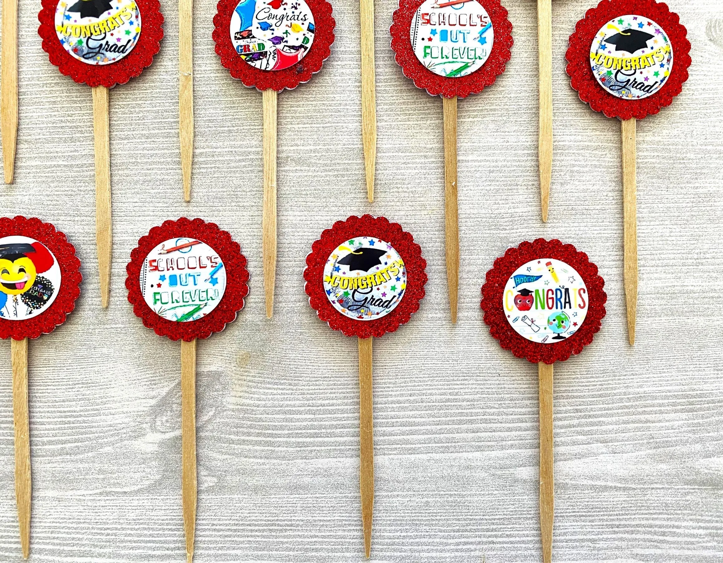 Graduation Cupcake Toppers, Class of 2024, Set of 12