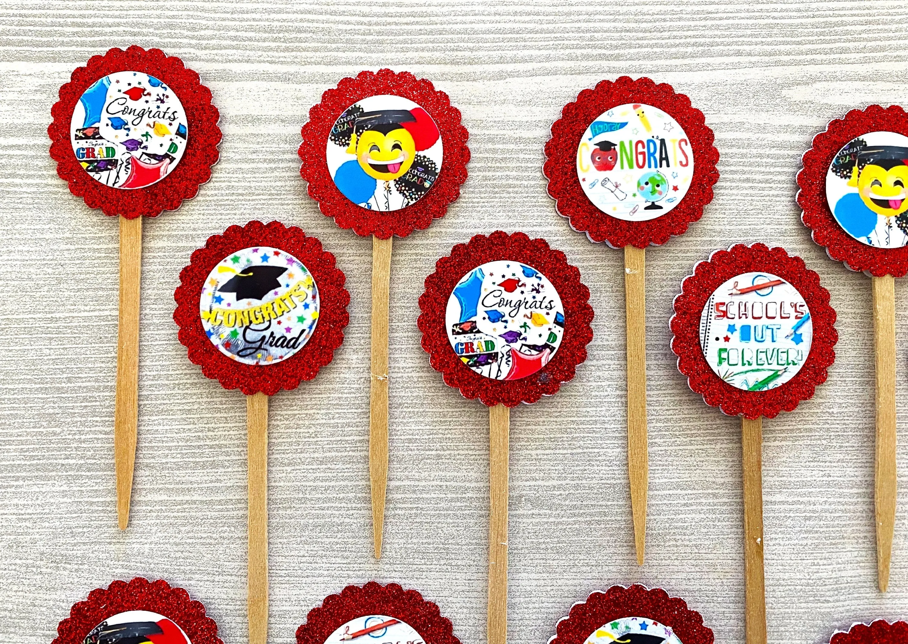 Graduation Cupcake Toppers, Class of 2024, Set of 12