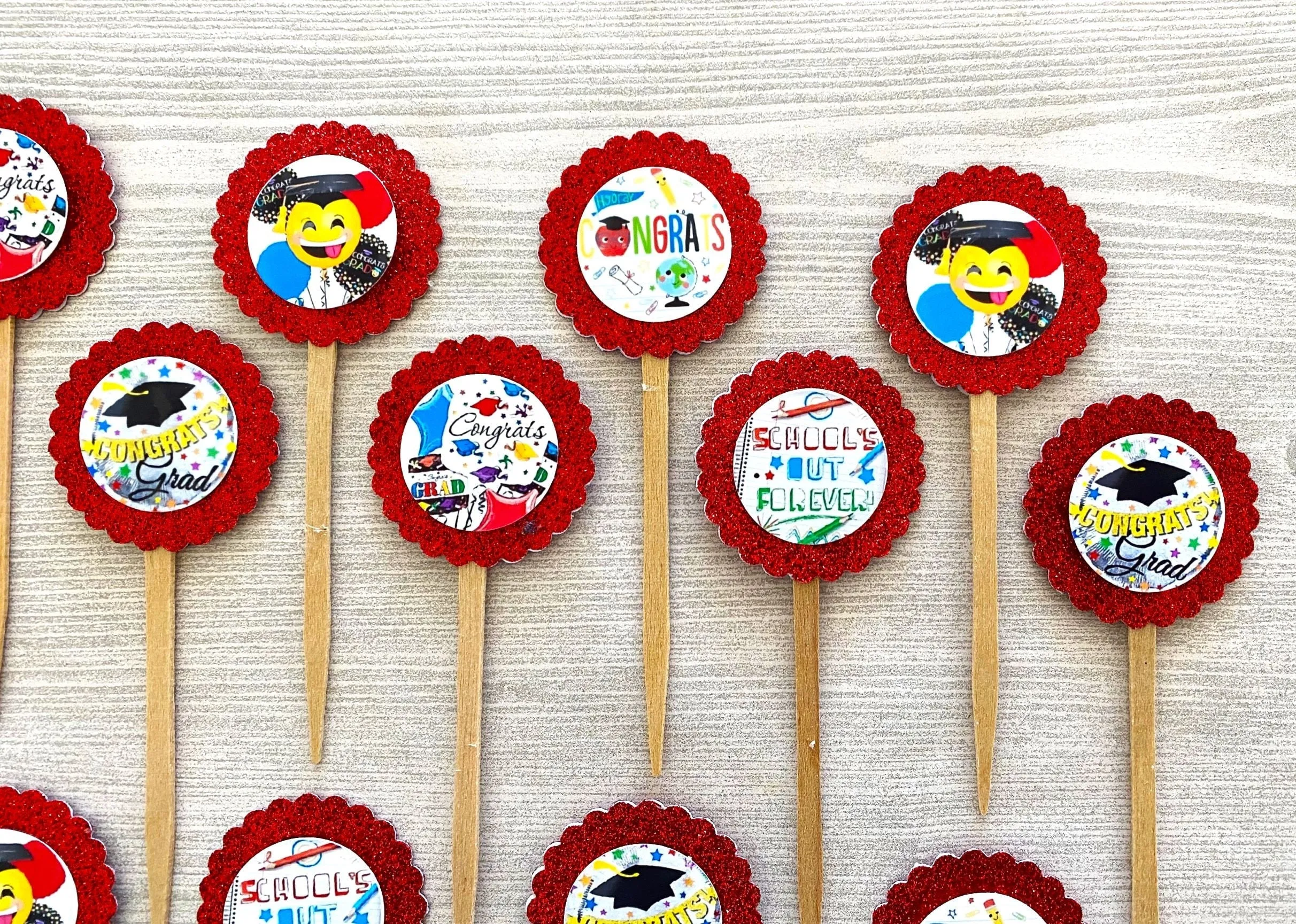 Graduation Cupcake Toppers, Class of 2024, Set of 12