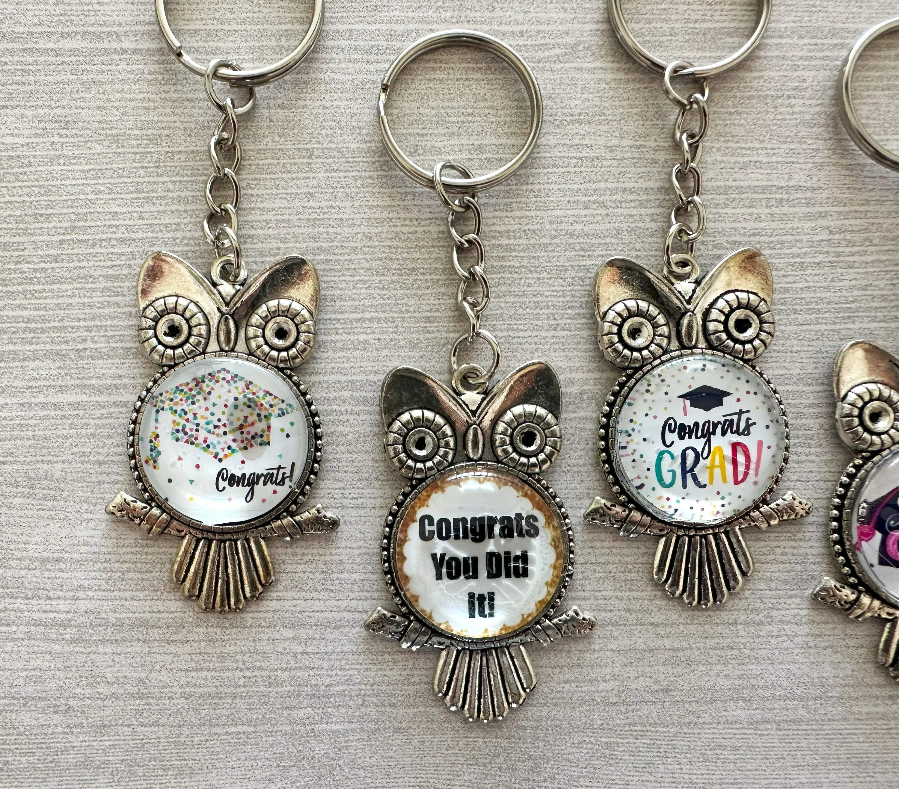 Graduation Keychains, Antique Silver Owl