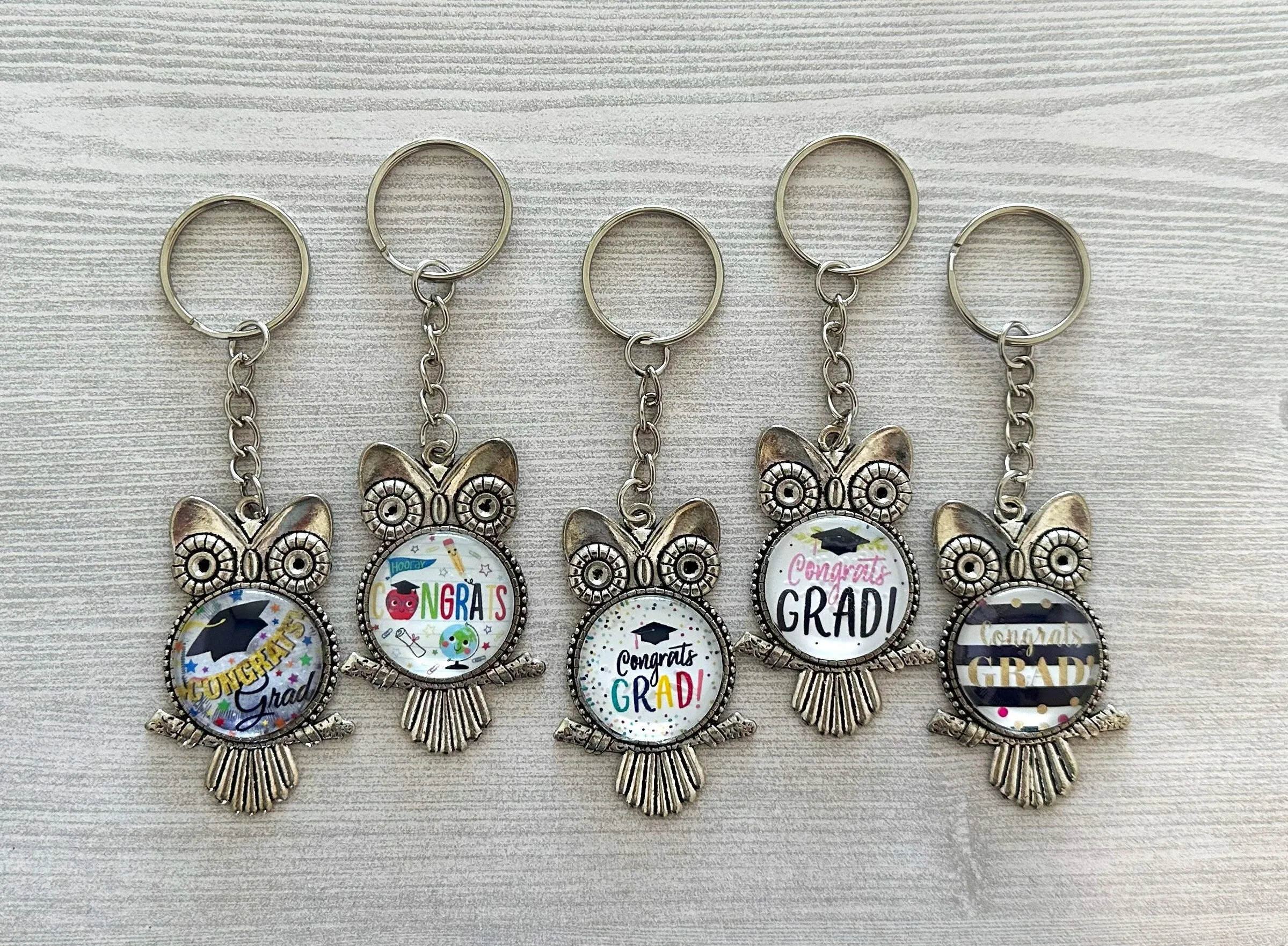 Graduation Keychains, Antique Silver Owl