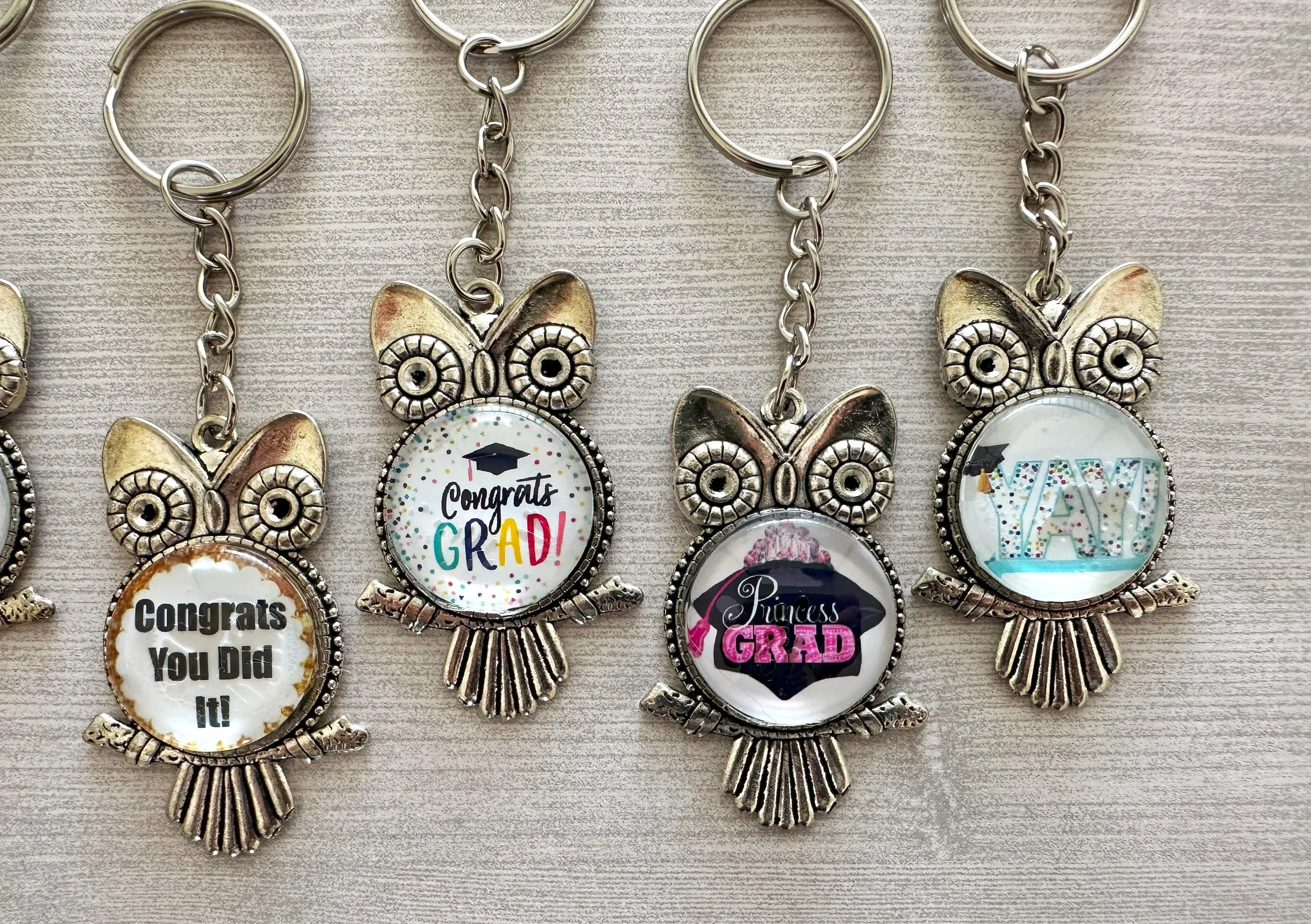 Graduation Keychains, Antique Silver Owl