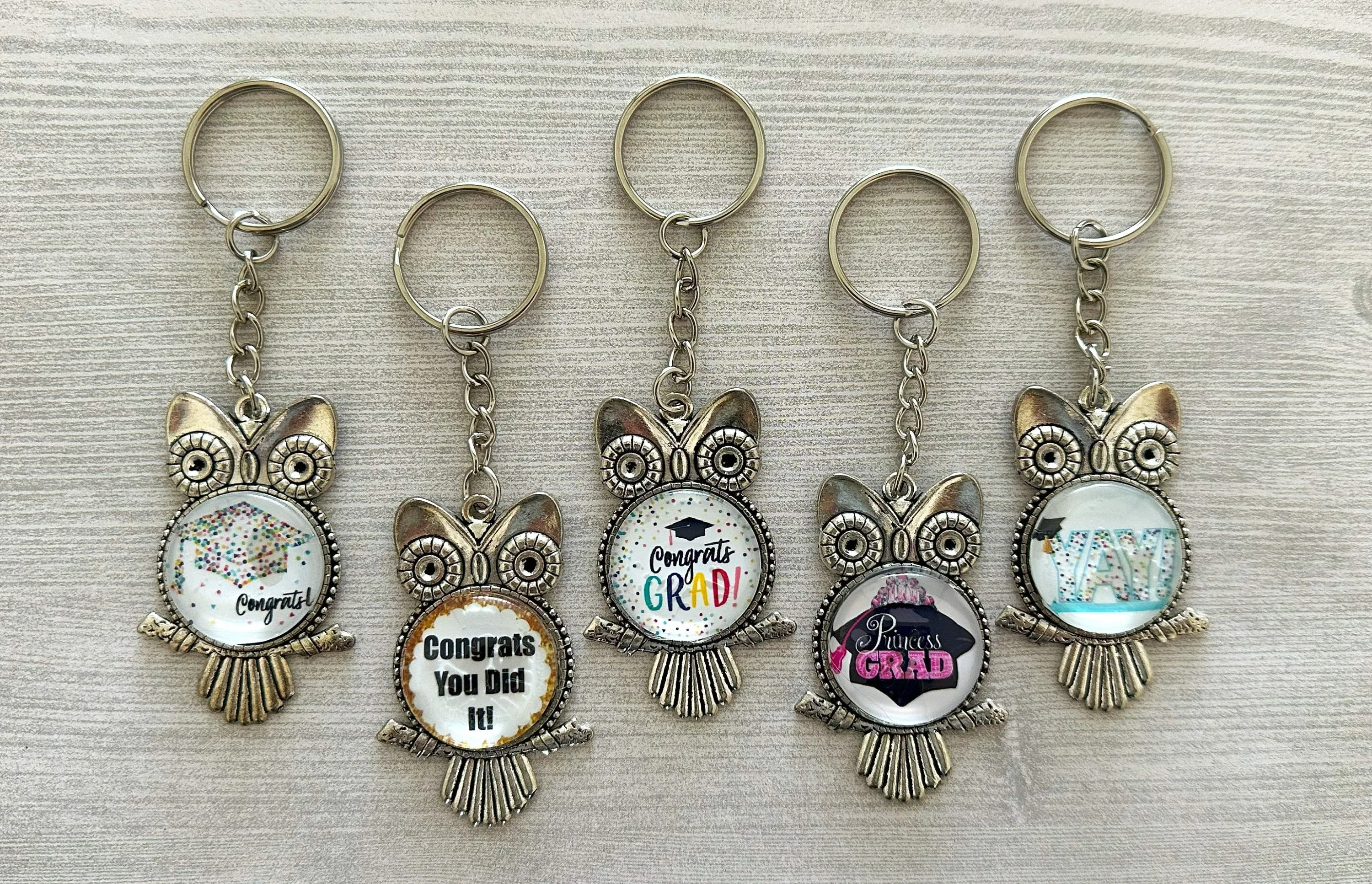 Graduation Keychains, Antique Silver Owl