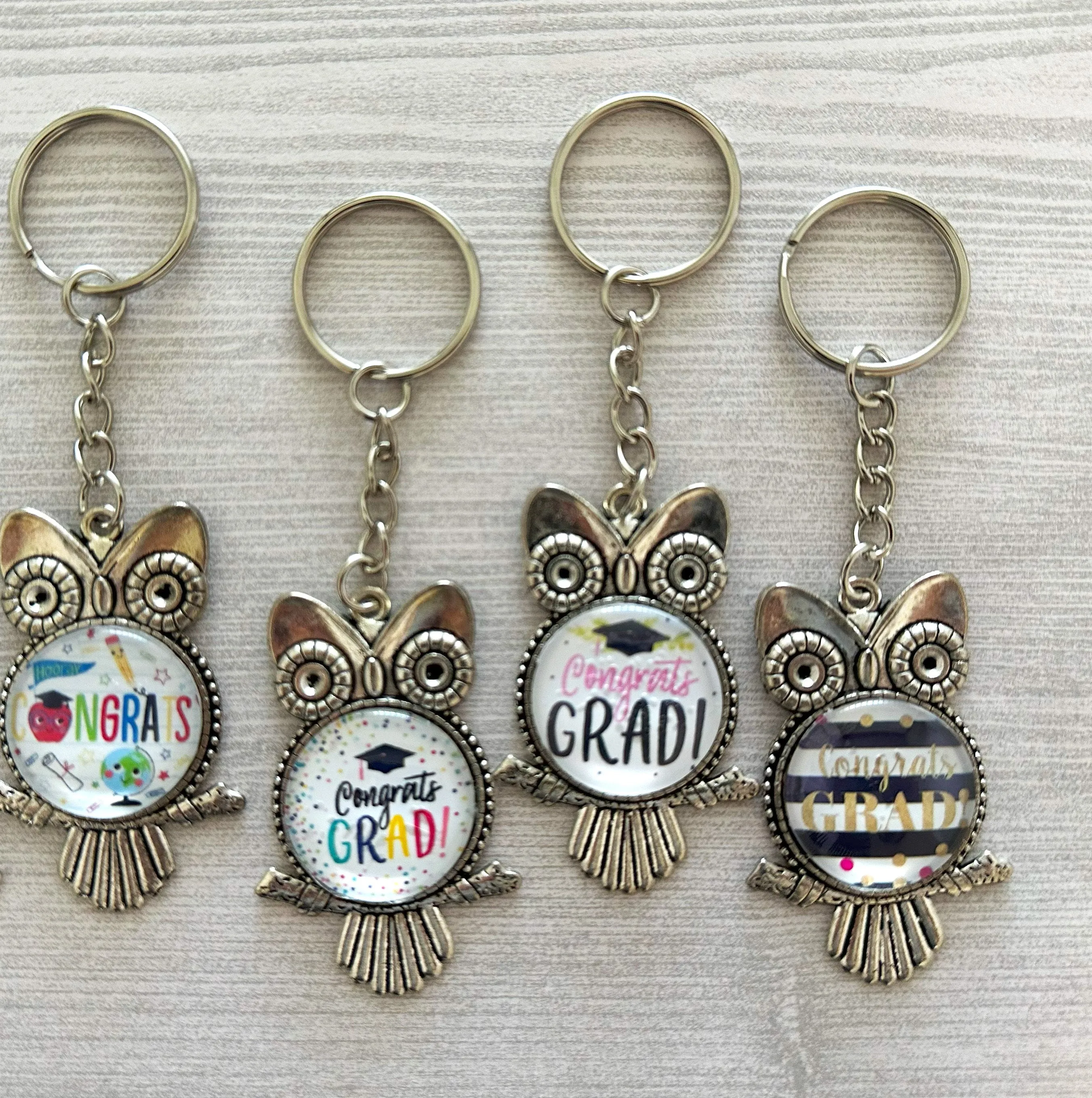 Graduation Keychains, Antique Silver Owl