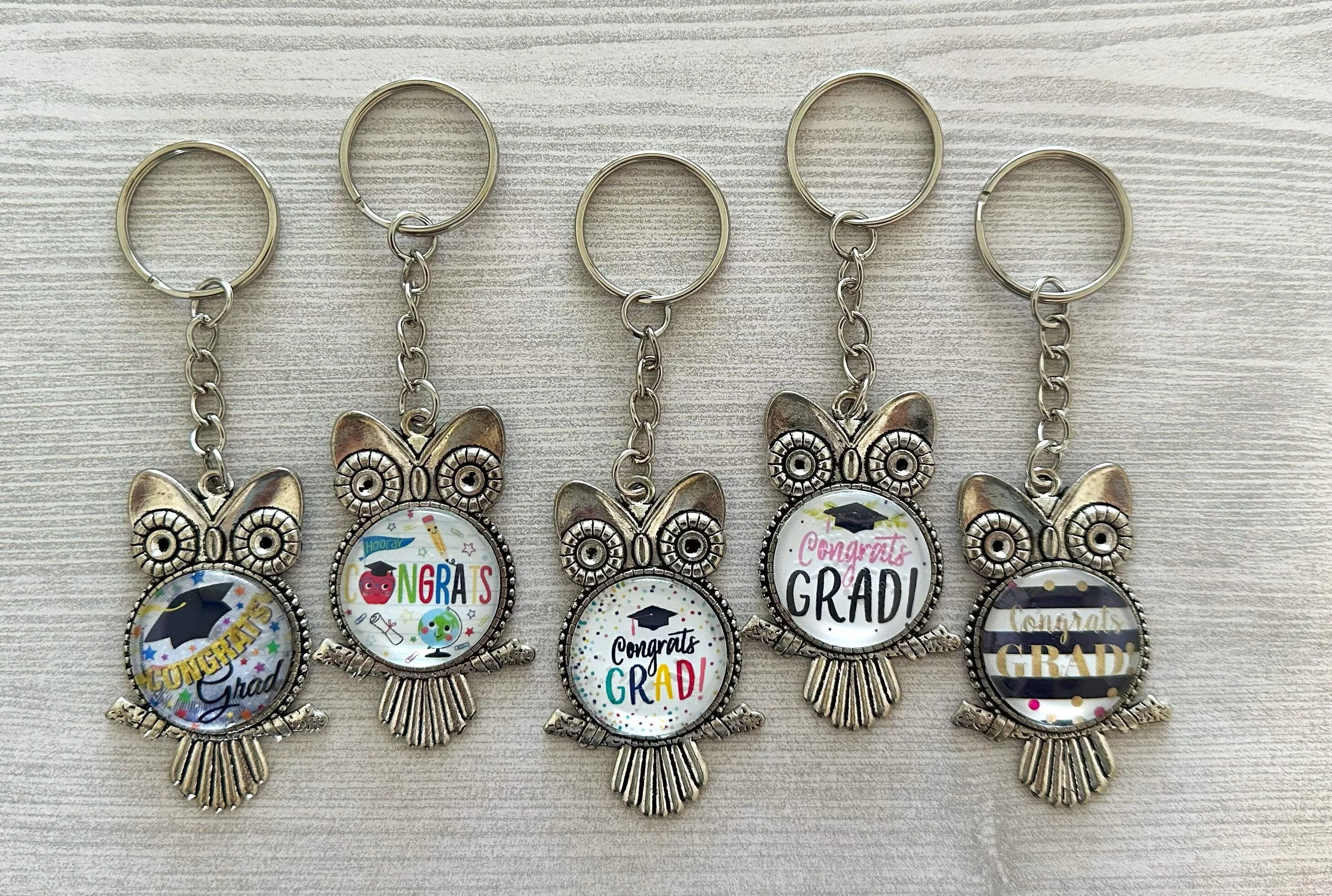 Graduation Keychains, Antique Silver Owl