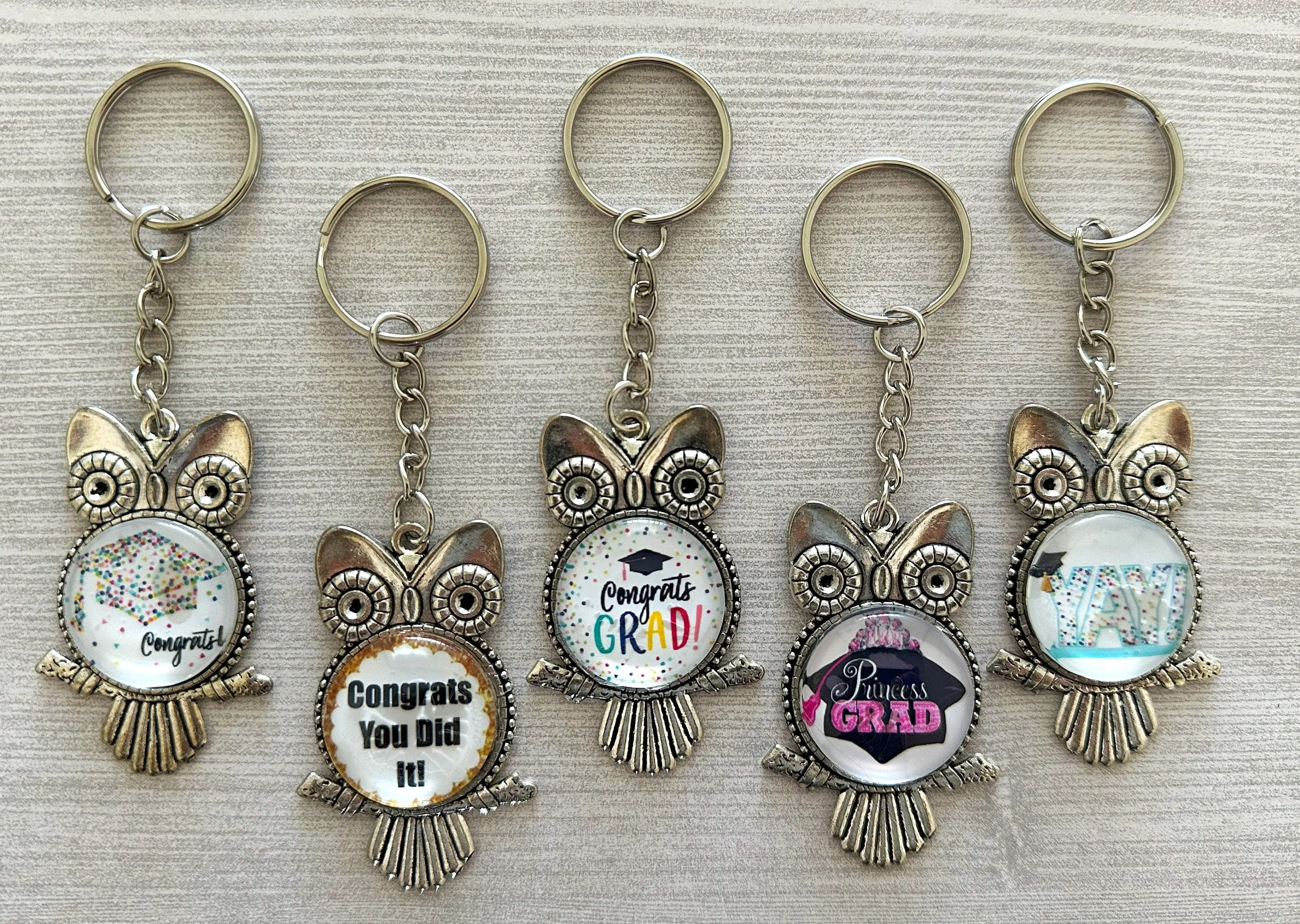 Graduation Keychains, Antique Silver Owl