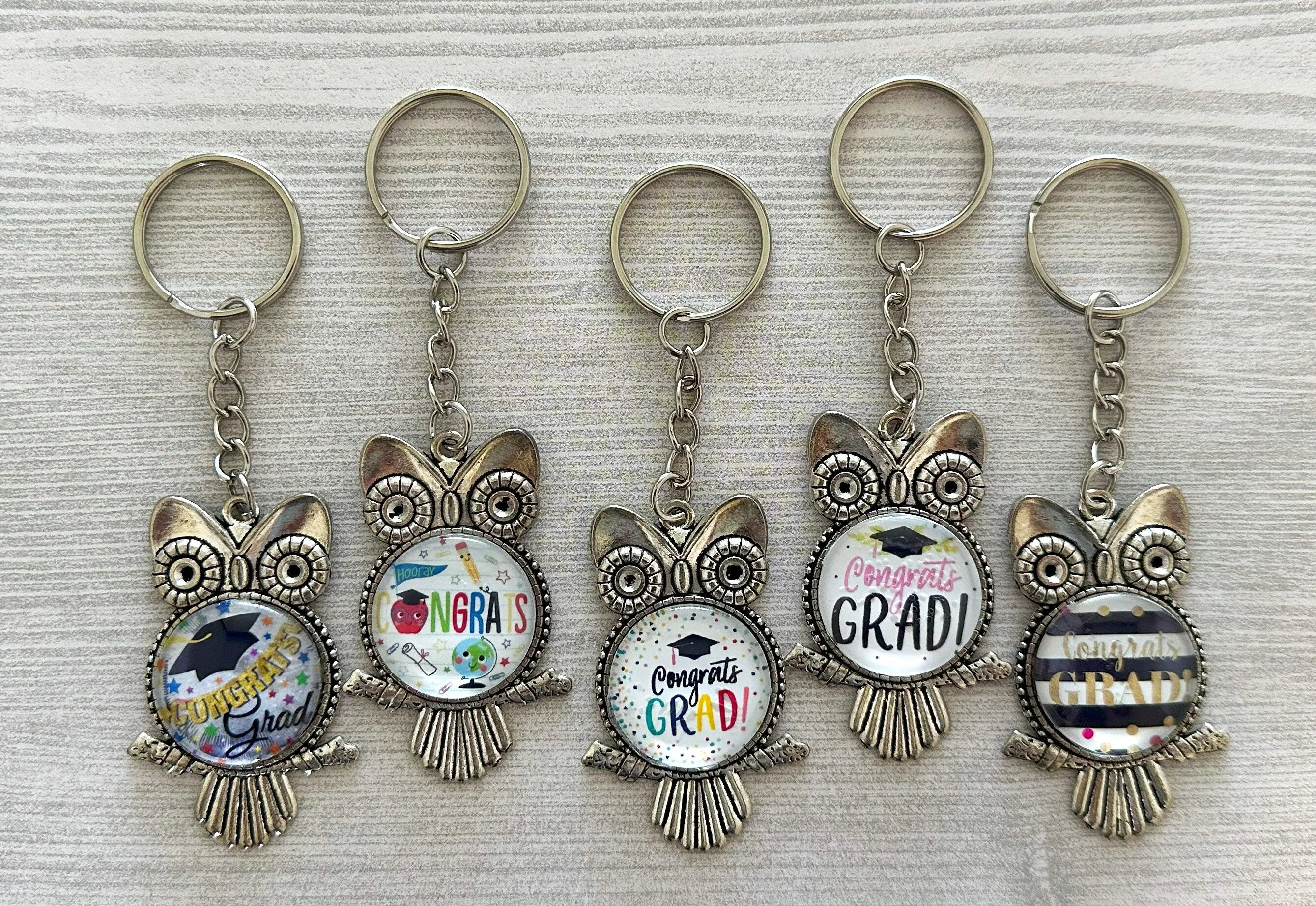Graduation Keychains, Antique Silver Owl