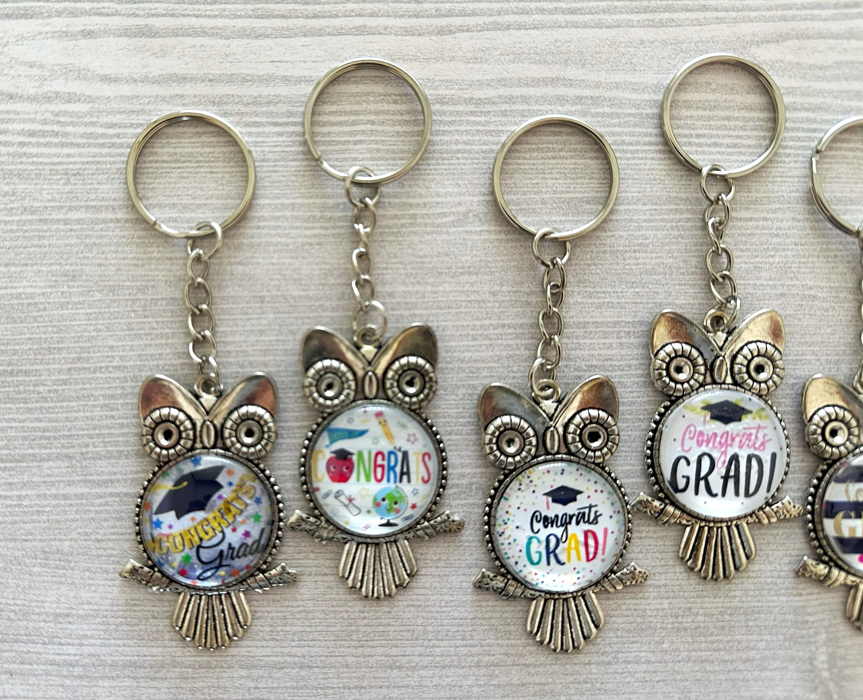 Graduation Keychains, Antique Silver Owl