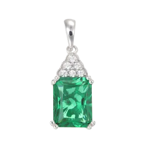 Green Alpinite Emerald Cut Cluster Pendant