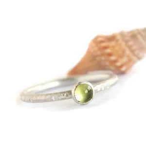 Green Peridot and Sterling Silver Stacking Ring -  LITTLE JOY