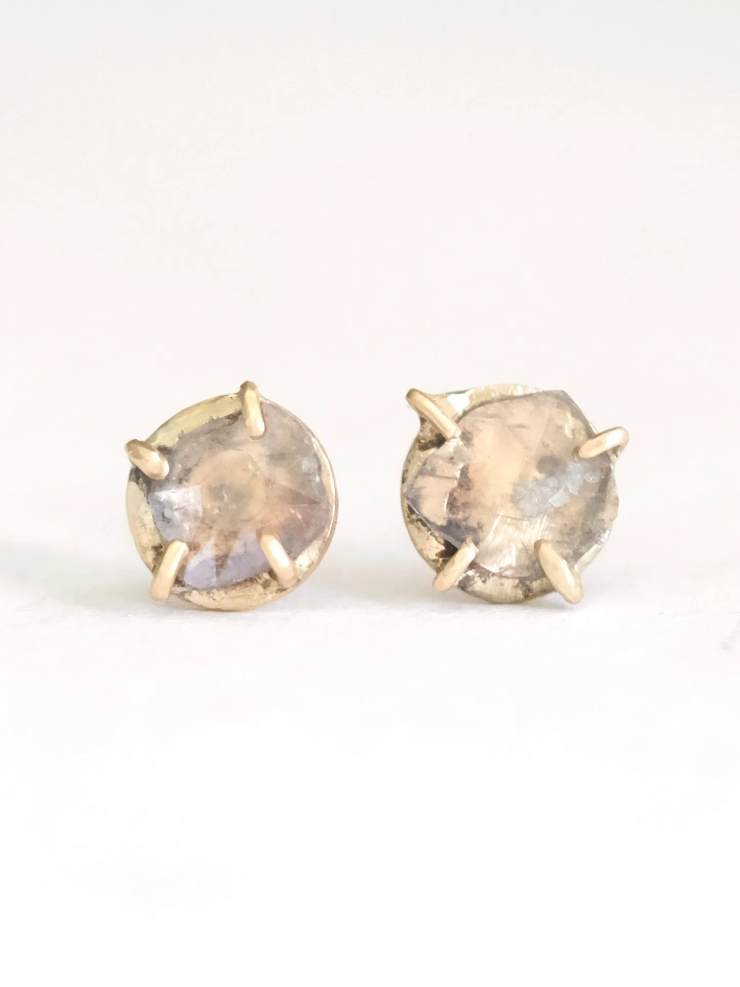 Grey Diamond Slice Stud Earrings