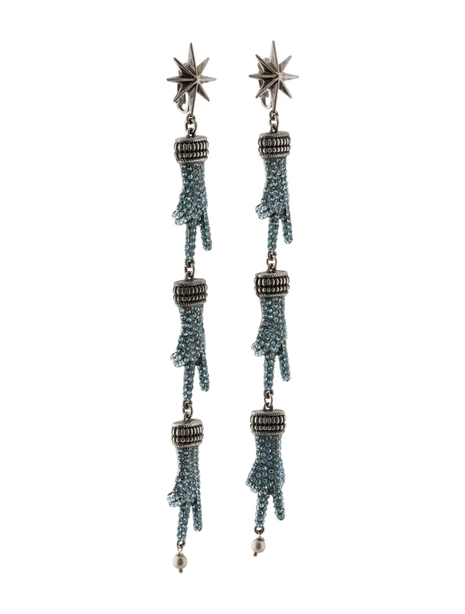 Gucci Peace Sign Hand Motif Clip-on Earrings in Silver