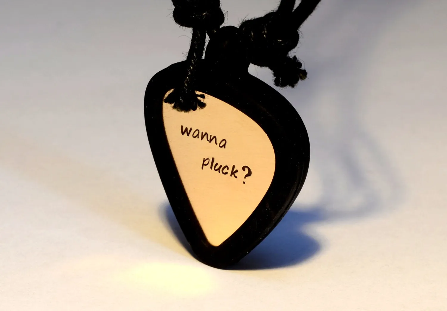 Guitar Pick Necklace Set stamped with Wanna Pluck