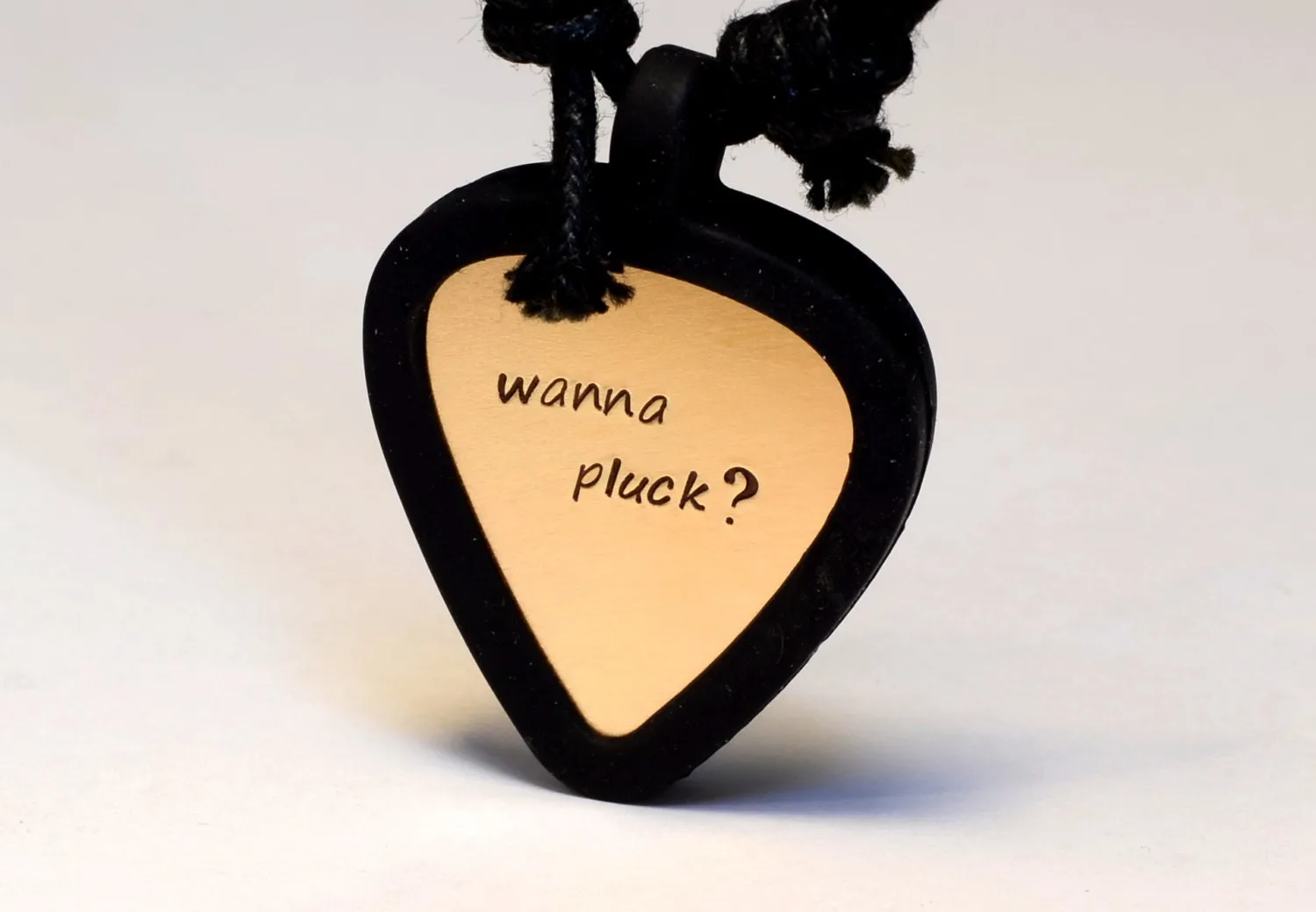 Guitar Pick Necklace Set stamped with Wanna Pluck