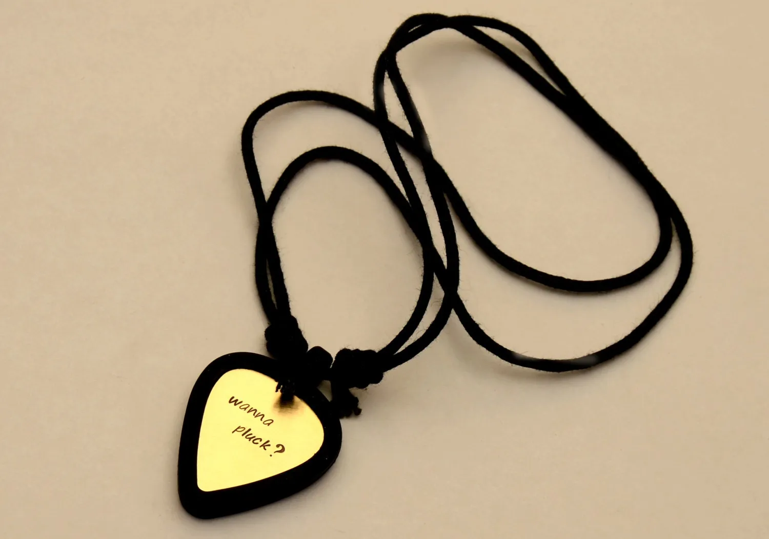 Guitar Pick Necklace Set stamped with Wanna Pluck