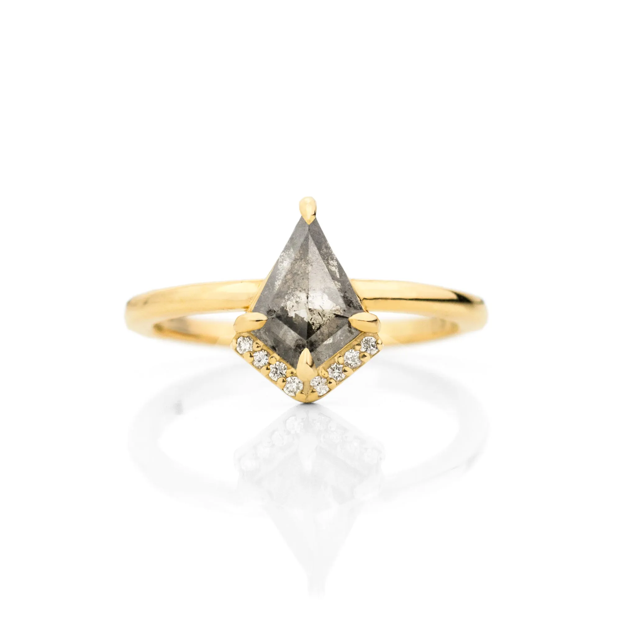Half Halo Kite Cut Diamond Ring