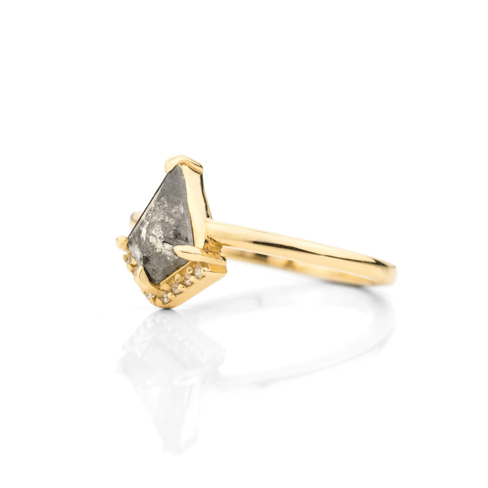 Half Halo Kite Cut Diamond Ring