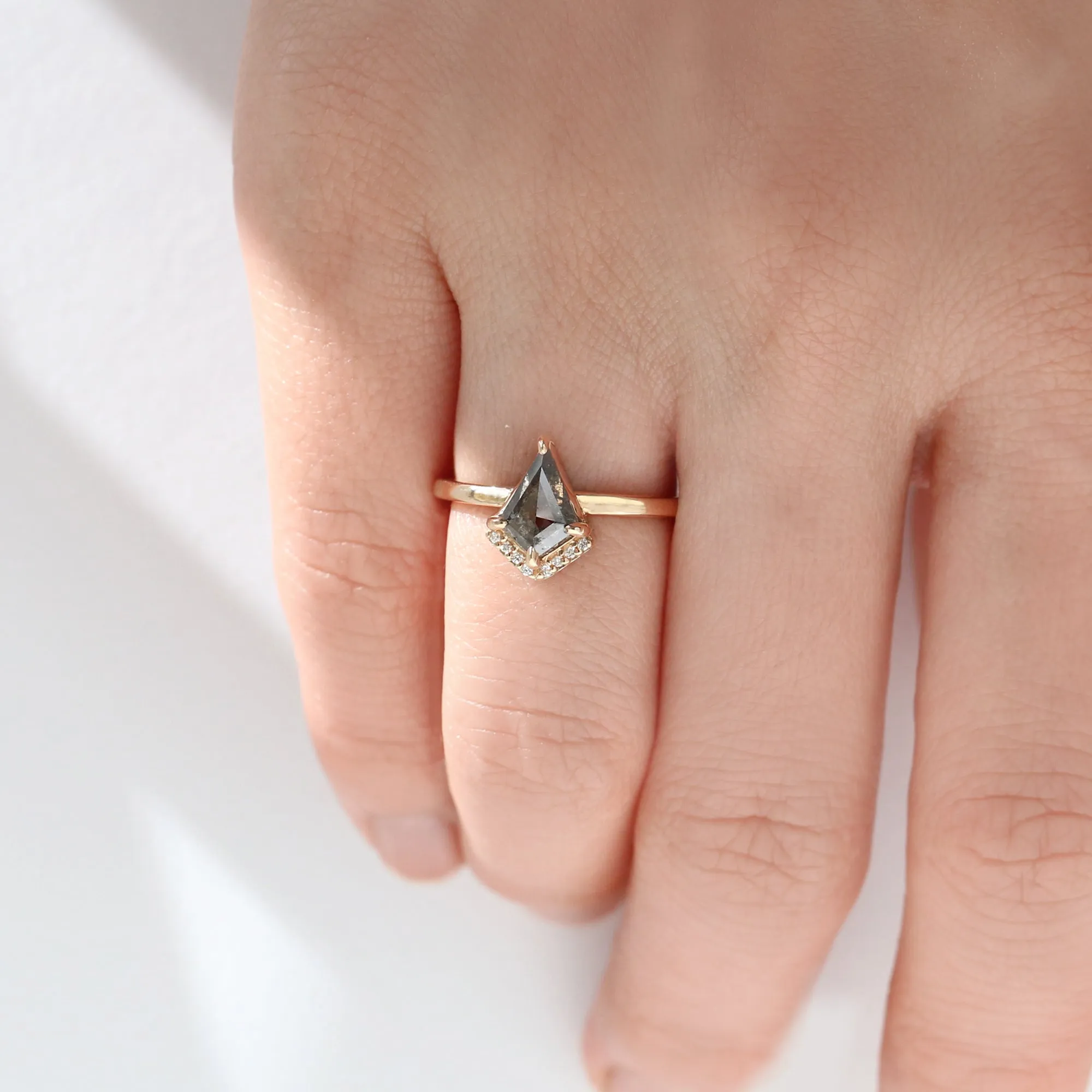 Half Halo Kite Cut Diamond Ring
