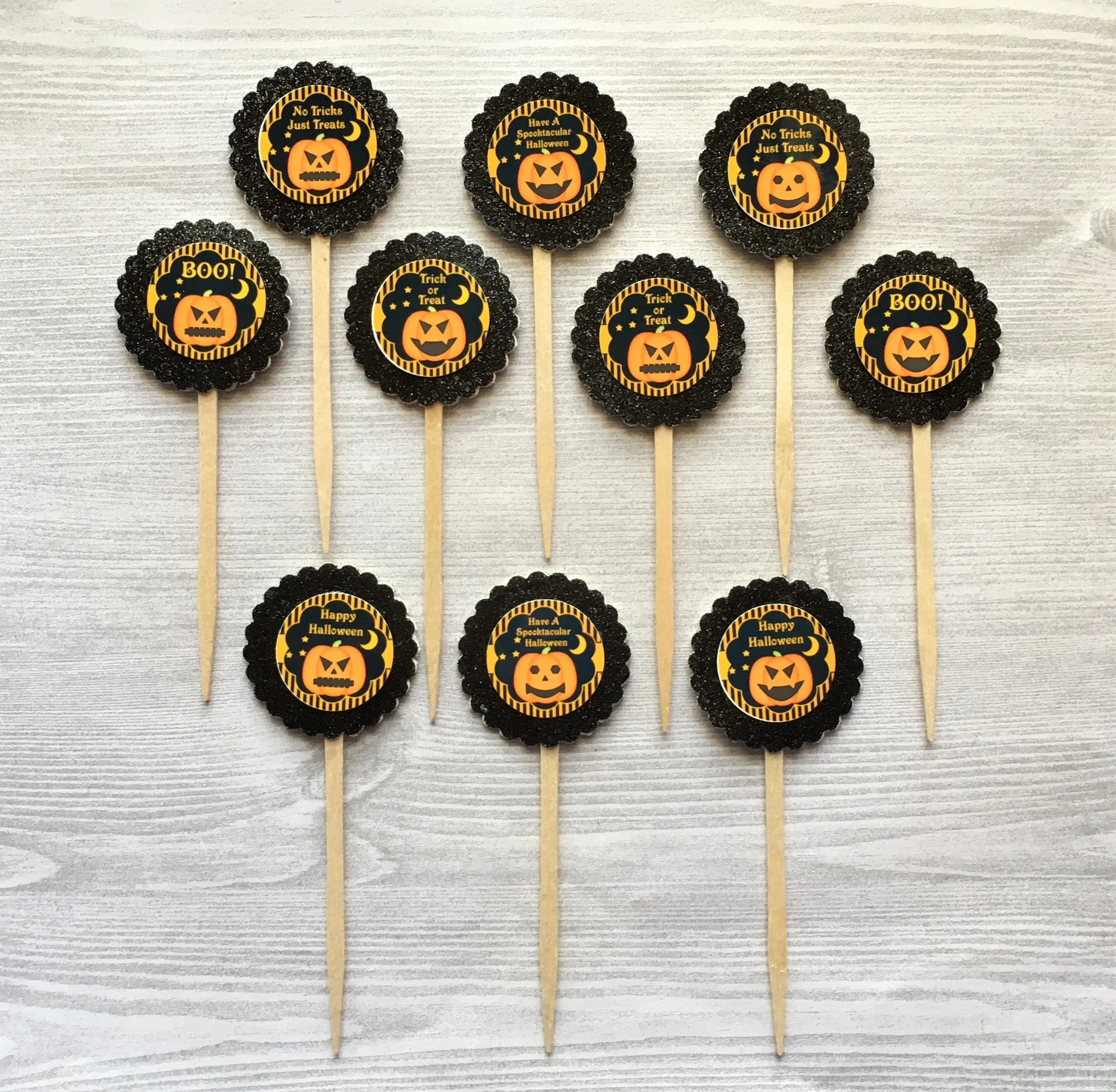 Halloween Cupcake Toppers, Set of 10