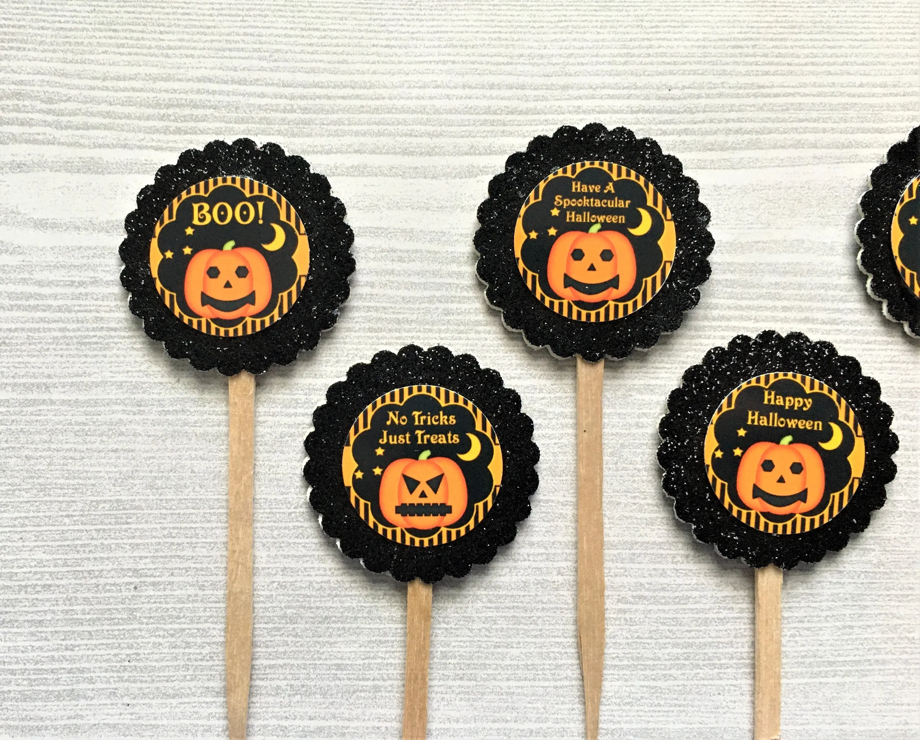 Halloween Cupcake Toppers, Set of 5