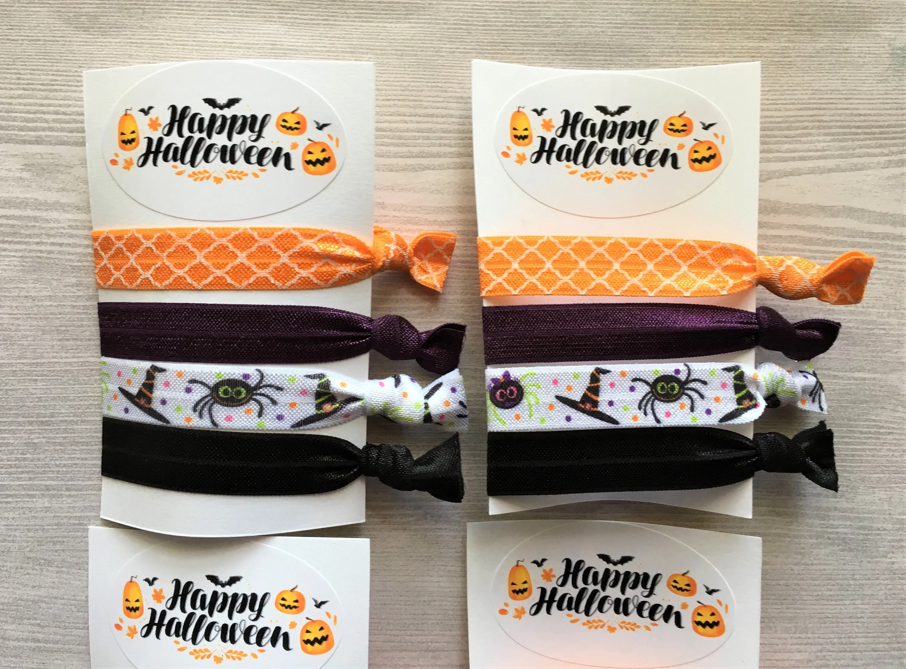 Halloween Hair Ties, Set of 4 Cards