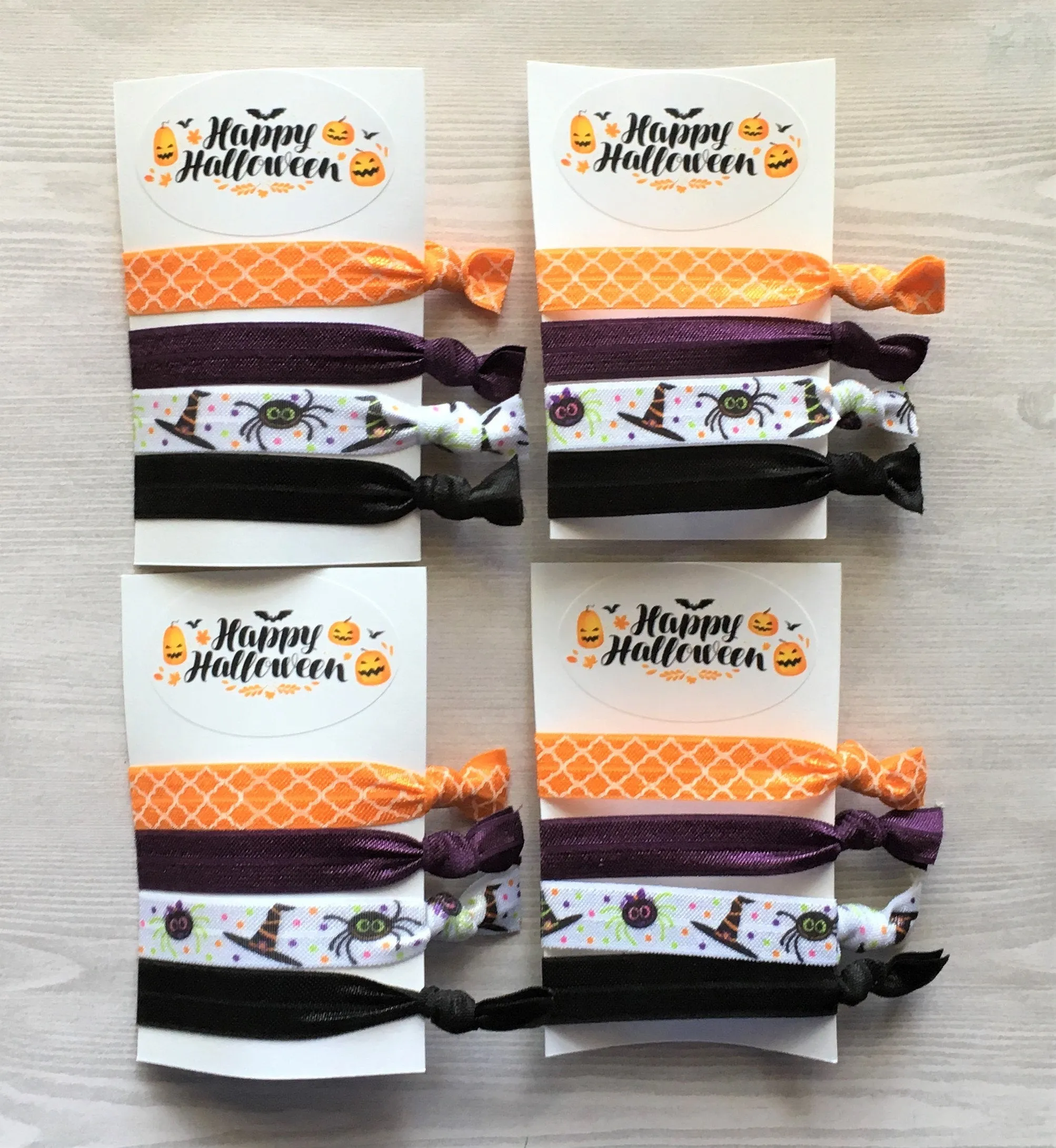Halloween Hair Ties, Set of 4 Cards