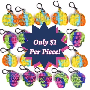 Halloween Popper Fidget Key Chains, Multicolor Skull and Pumpkin  Popper Fidget Toys, 20 Ct.