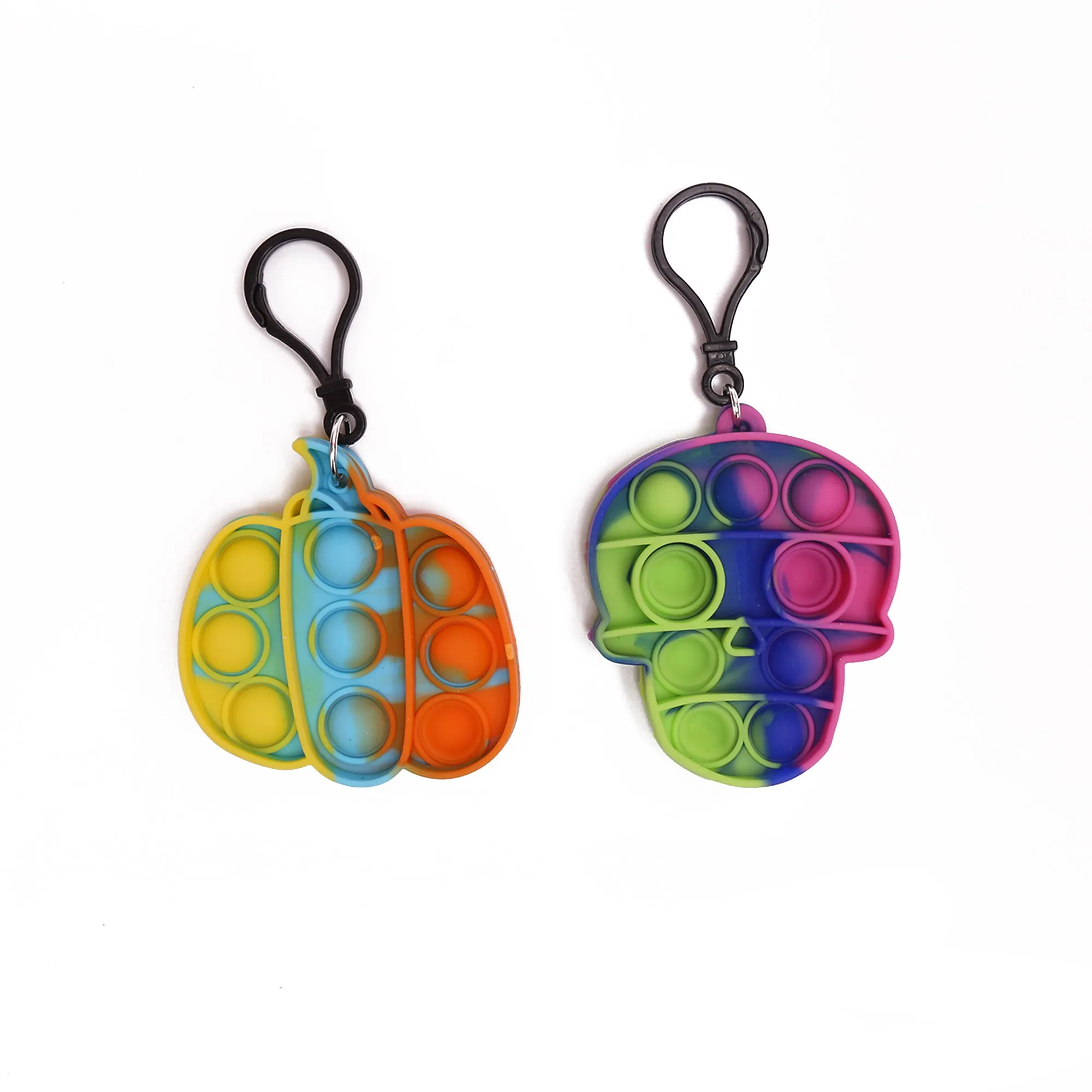 Halloween Popper Fidget Key Chains, Multicolor Skull and Pumpkin  Popper Fidget Toys, 20 Ct.