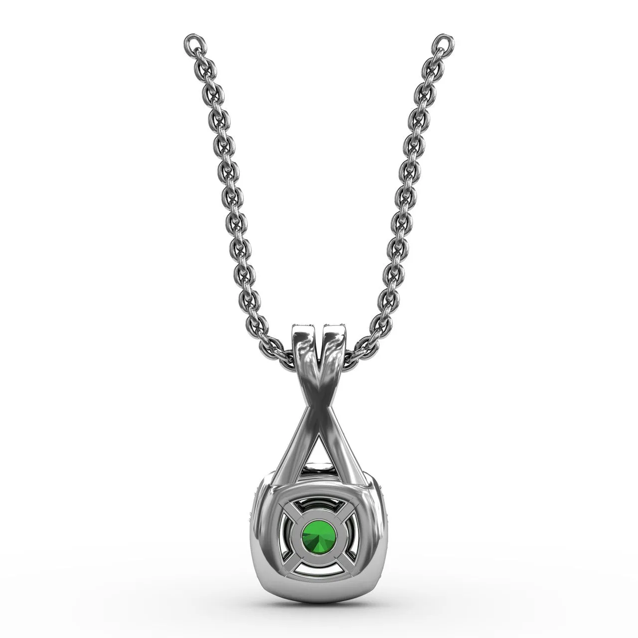 Halo Emerald and Diamond Pendant